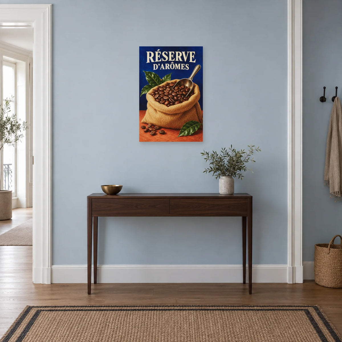 Affiche Grains de café - Réserve d'arômes dans une entrée ou un couloir - Art Virtuoso