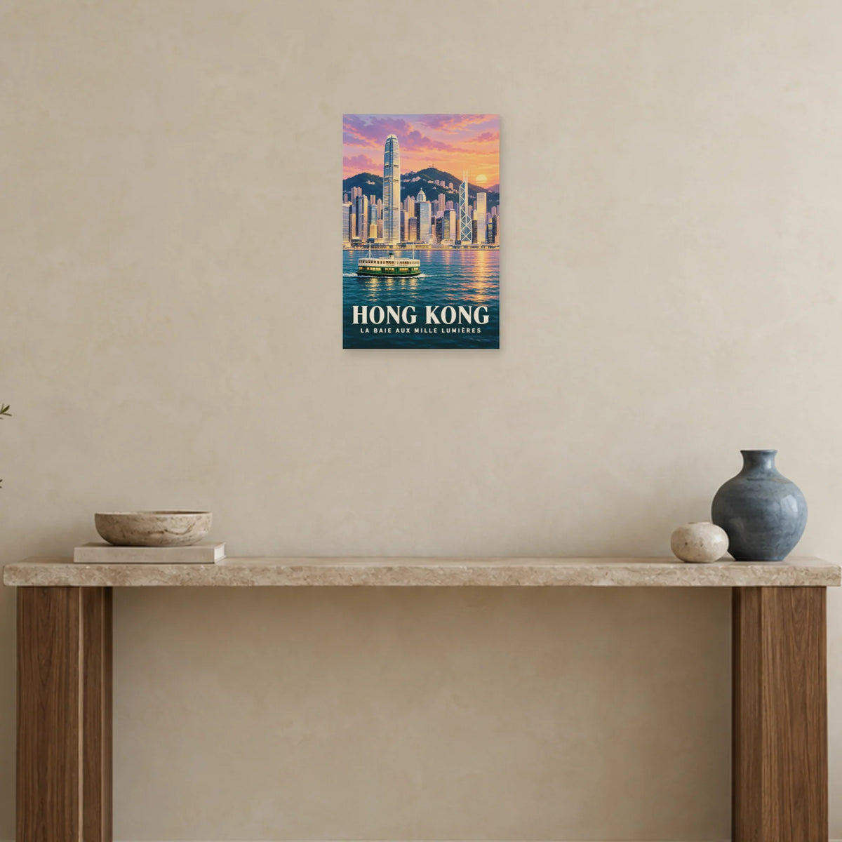 Affiche Hong Kong baie au crépuscule dans une entrée ou un couloir - Art Virtuoso