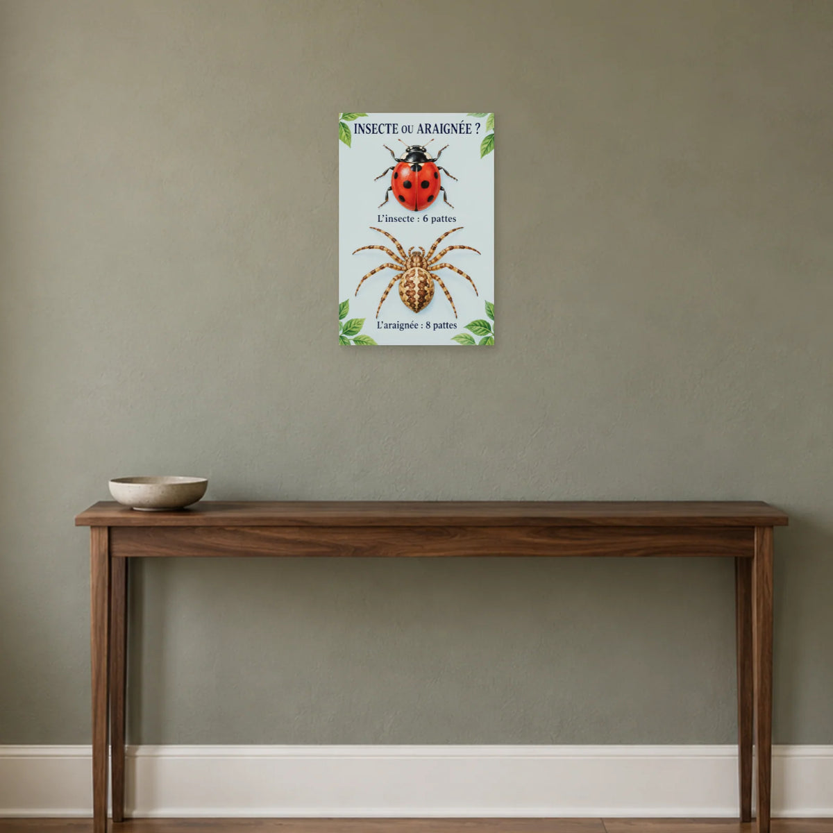 Affiche Insecte et araignée - Compter les pattes dans une entrée ou un couloir - Art Virtuoso