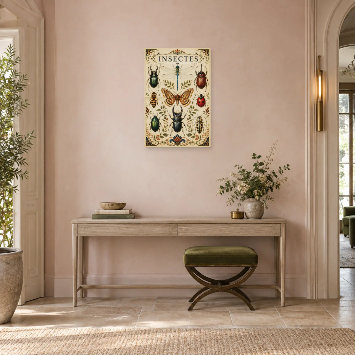 Affiche Insectes vintage – Cabinet d’entomologie dans une entrée ou un couloir - Art Virtuoso