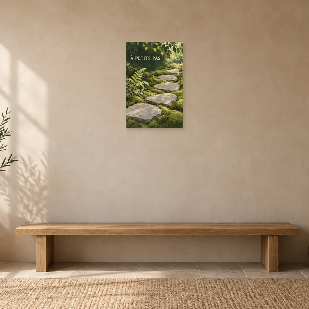 Affiche Jardin zen - Les pas dans la mousse dans une entrée ou un couloir - Art Virtuoso