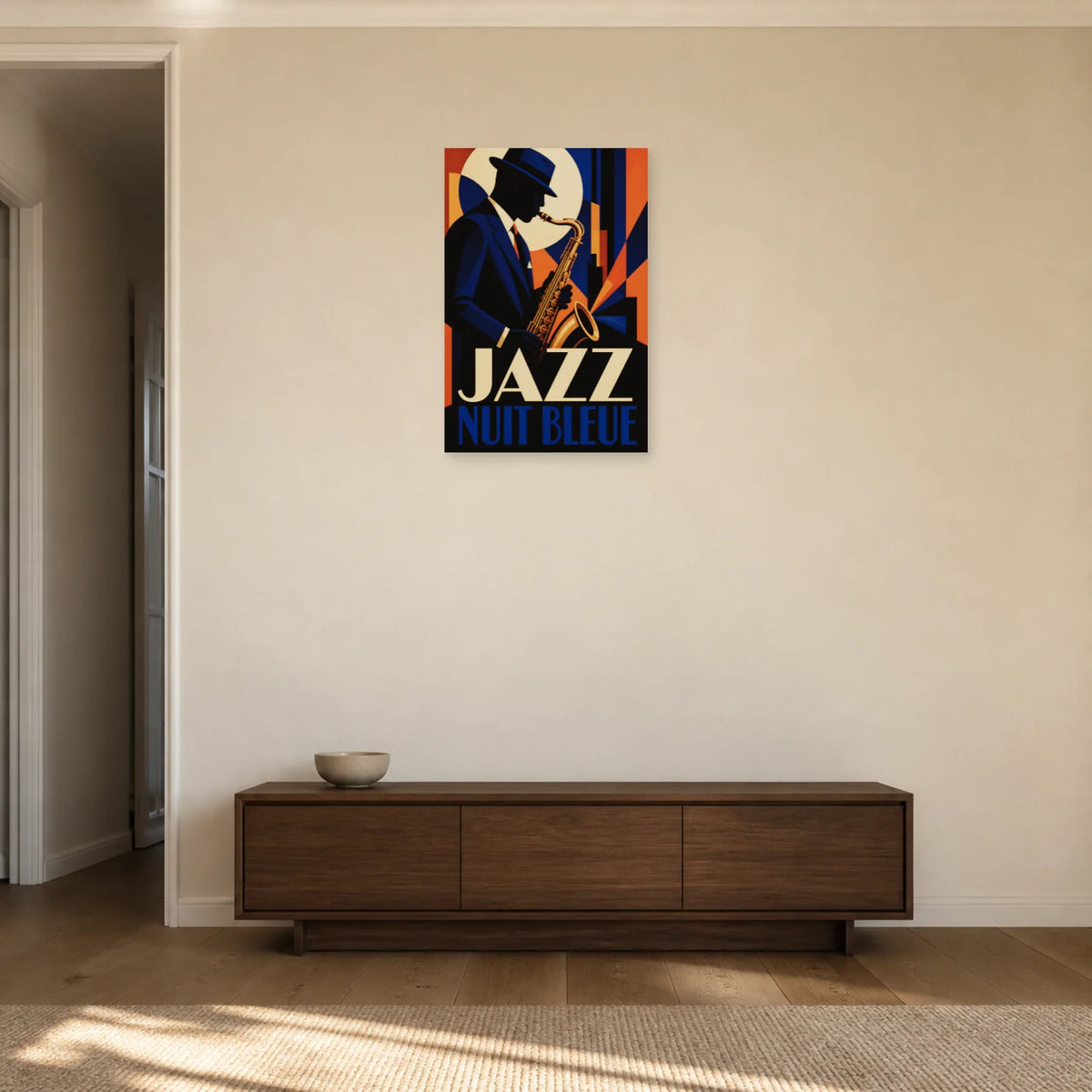 Affiche Jazz – Nuit bleue dans une entrée ou un couloir - Art Virtuoso