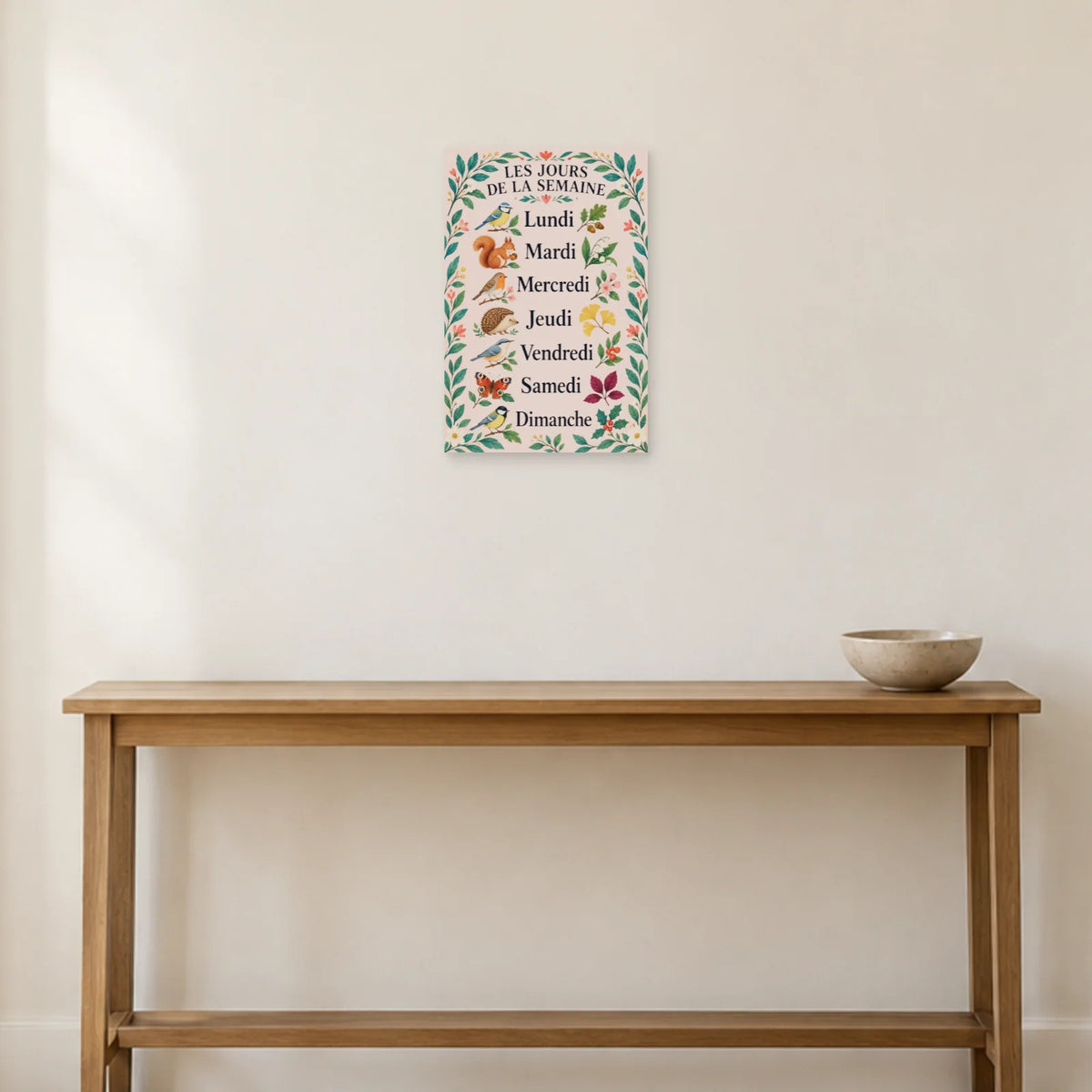 Affiche Jours de la semaine - Ronde joyeuse dans une entrée ou un couloir - Art Virtuoso