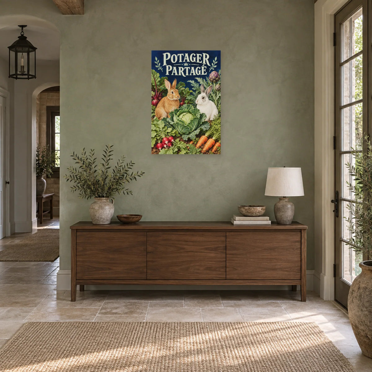 Affiche Lapins - Potager partagé dans une entrée ou un couloir - Art Virtuoso