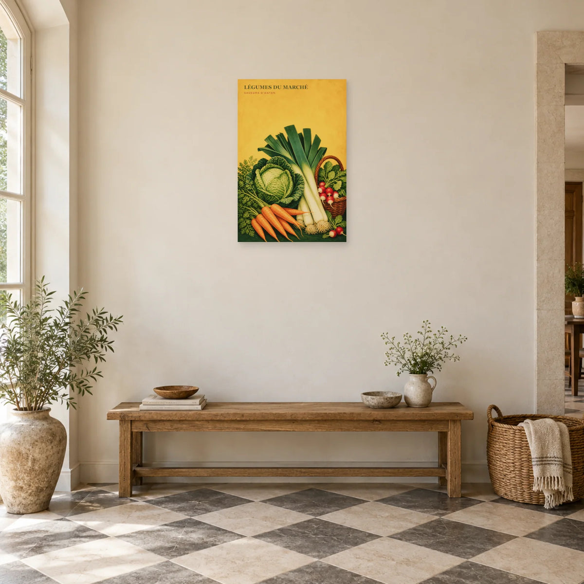 Affiche Légumes du Marché – Saveurs d’Antan dans une entrée ou un couloir - Art Virtuoso