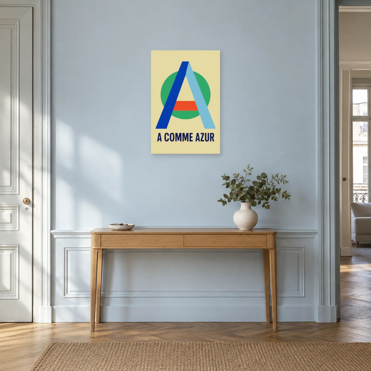 Affiche Lettre A, azur construit dans une entrée ou un couloir - Art Virtuoso