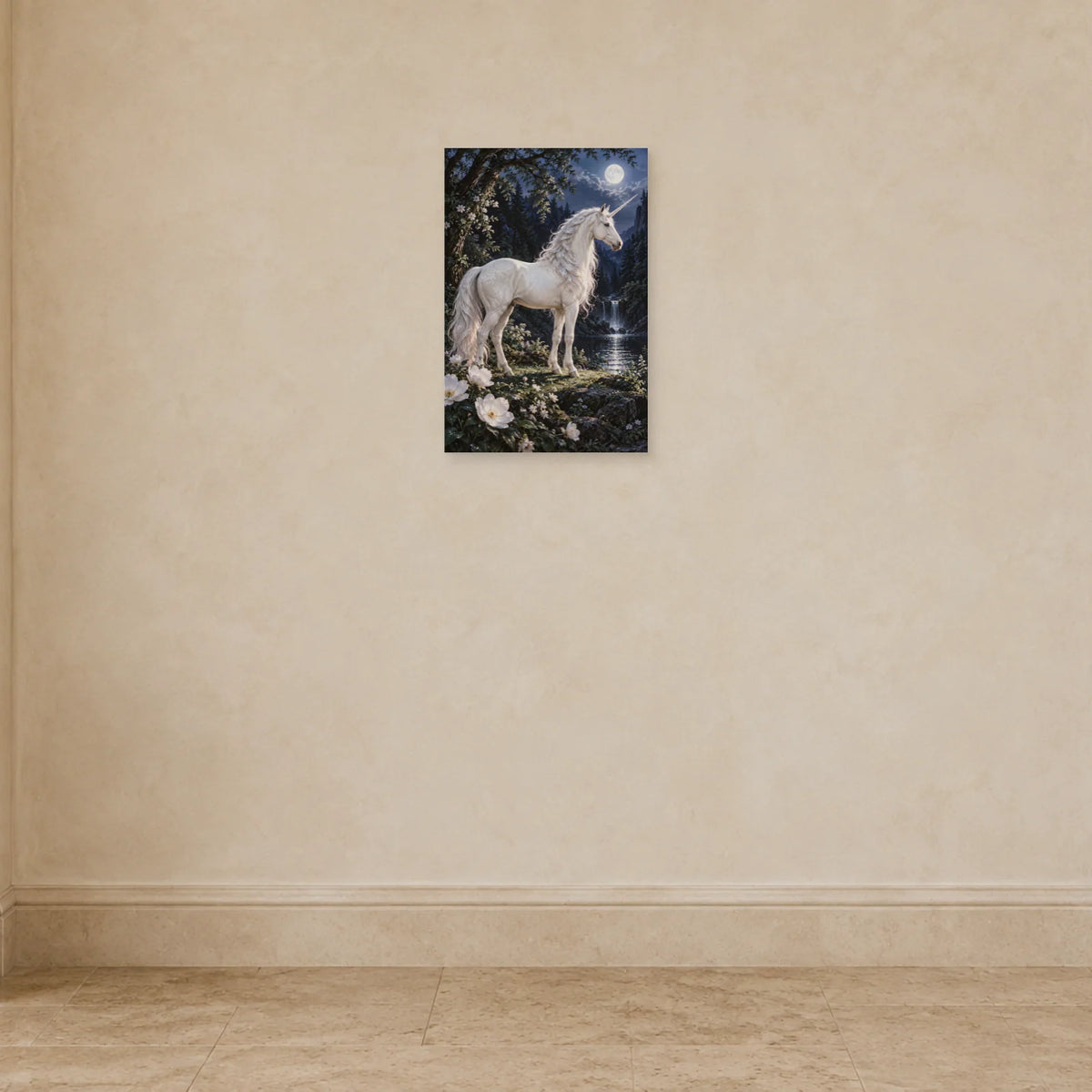 Affiche licorne dans une clairière lunaire dans une entrée ou un couloir - Art Virtuoso