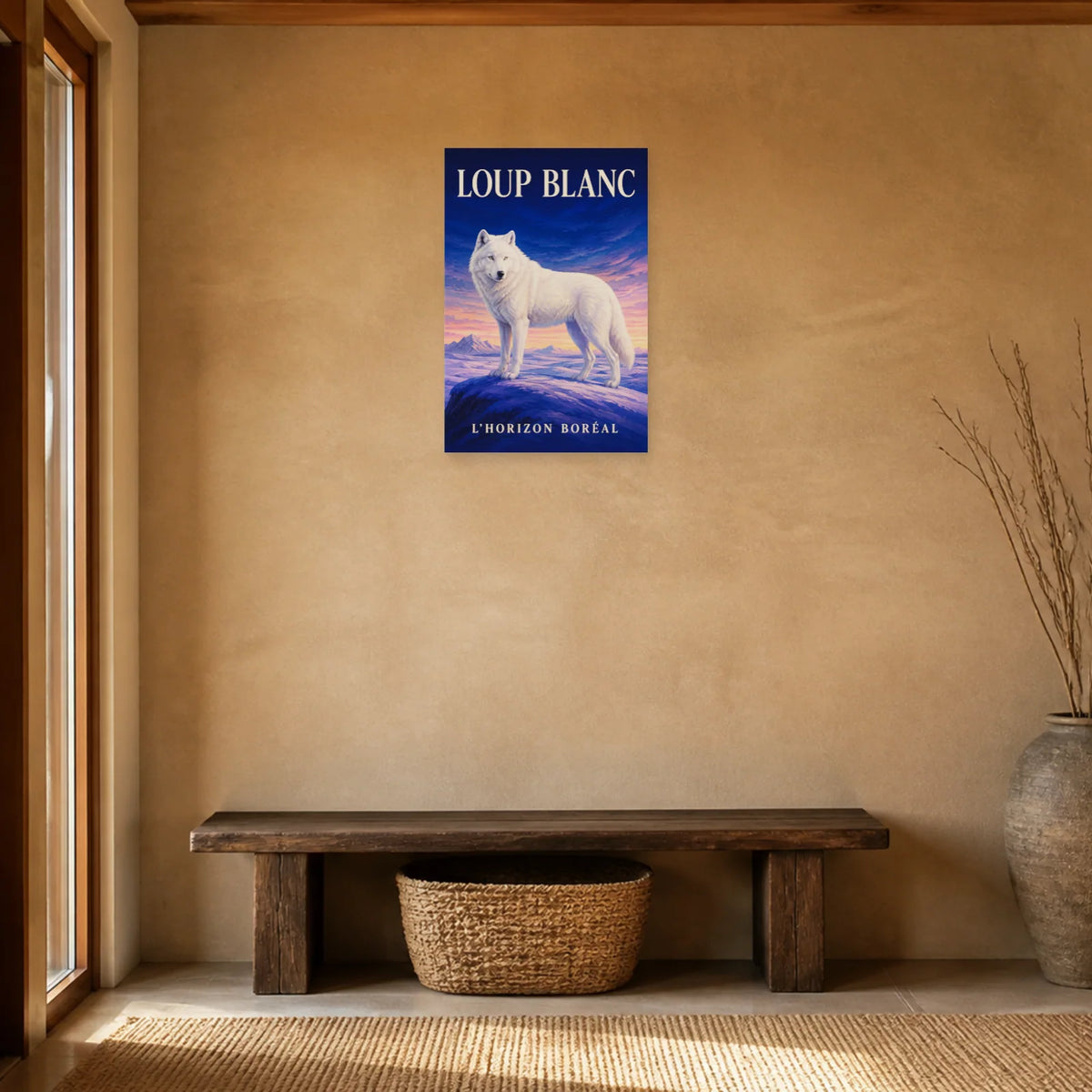 Affiche Loup blanc, l’horizon boréal dans une entrée ou un couloir - Art Virtuoso