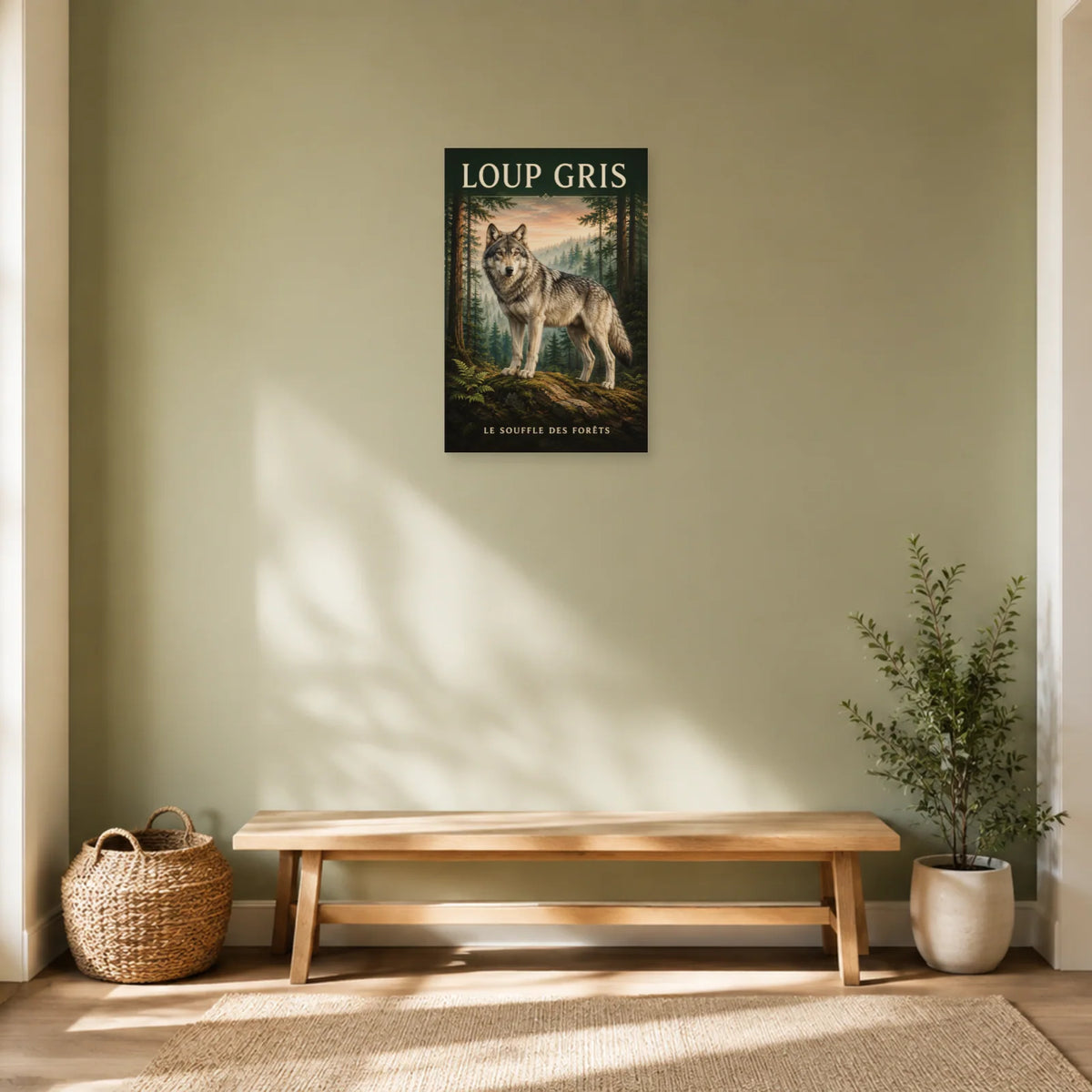 Affiche Loup gris, le souffle des forêts dans une entrée ou un couloir - Art Virtuoso