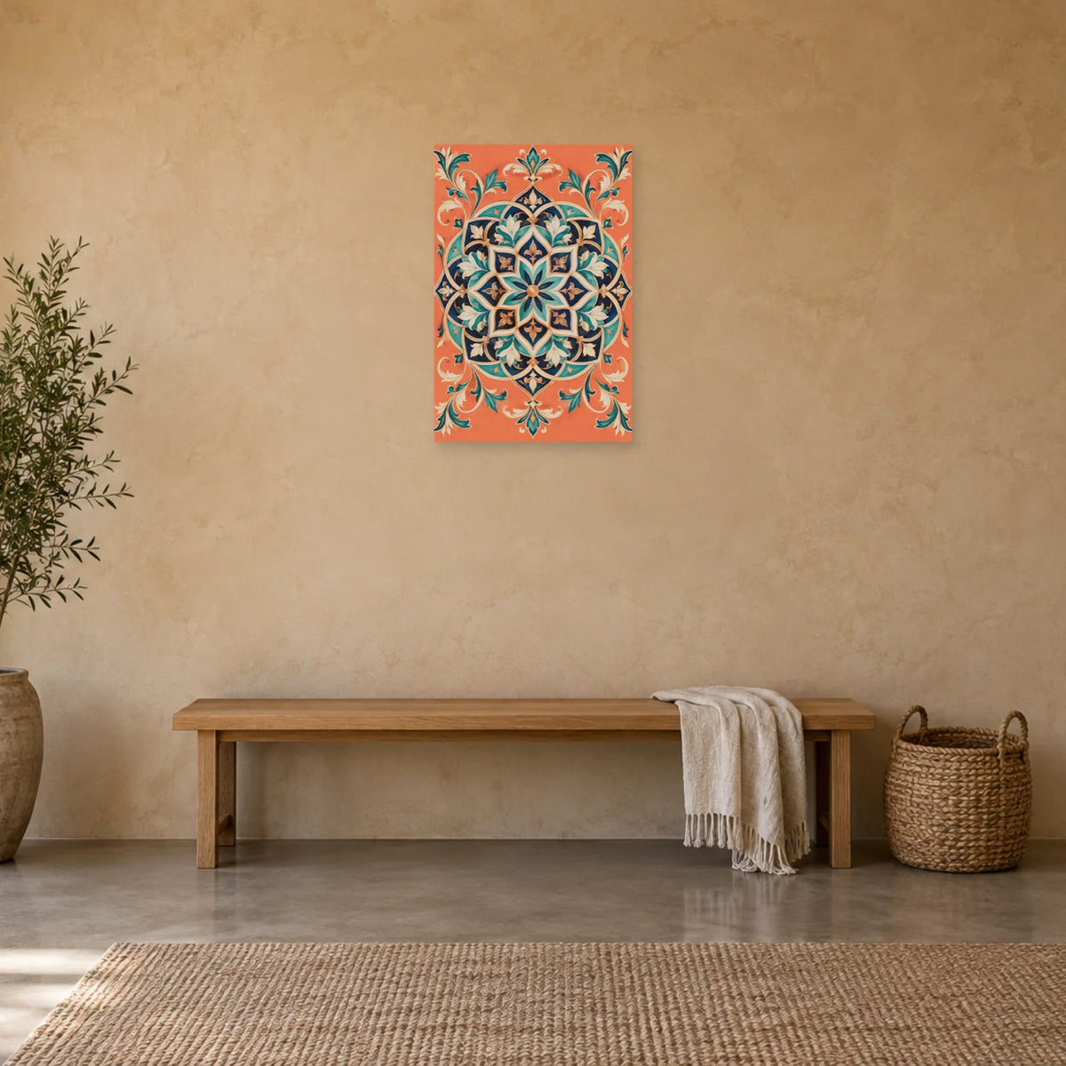Affiche Mandala oriental - Étoile indigo dans une entrée ou un couloir - Art Virtuoso