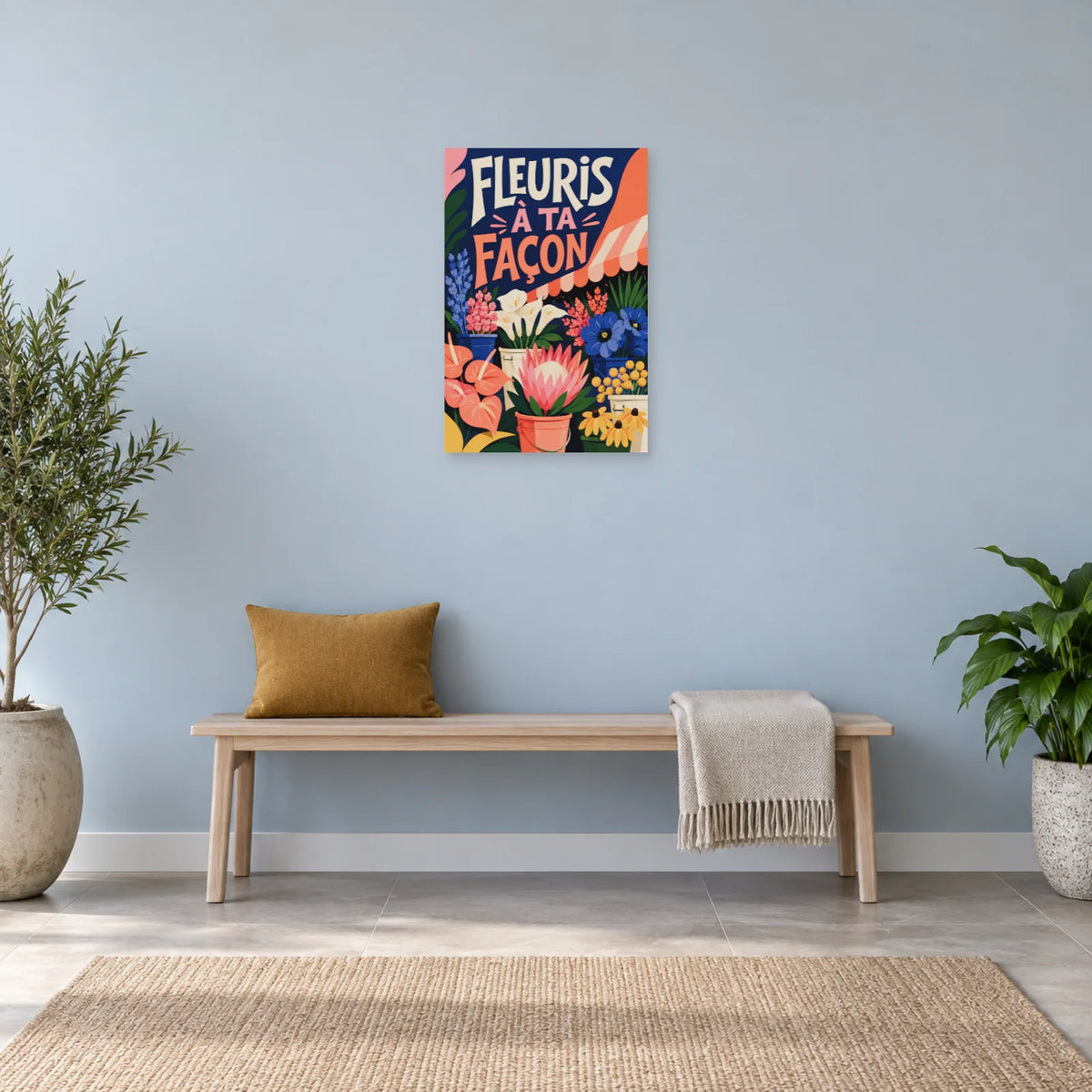 Affiche marché aux fleurs – Fleuris à ta façon dans une entrée ou un couloir - Art Virtuoso