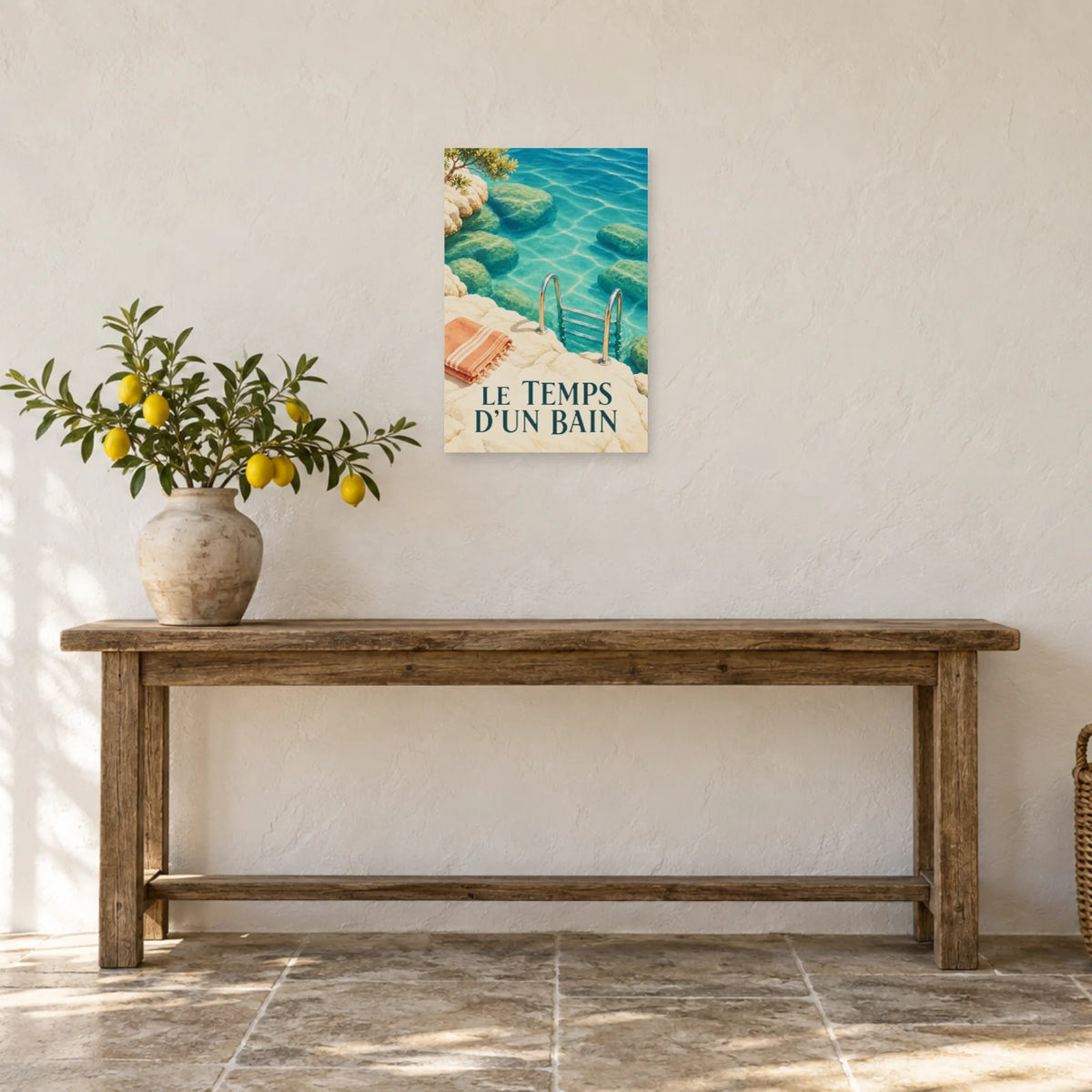 Affiche Méditerranée échelle de baignade dans une entrée ou un couloir - Art Virtuoso