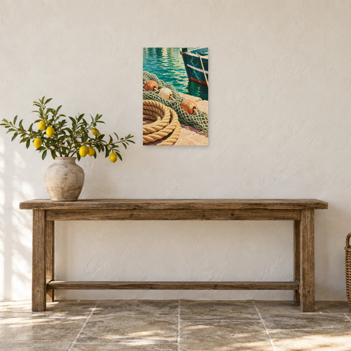 Affiche Méditerranée filets et flotteurs dans une entrée ou un couloir - Art Virtuoso