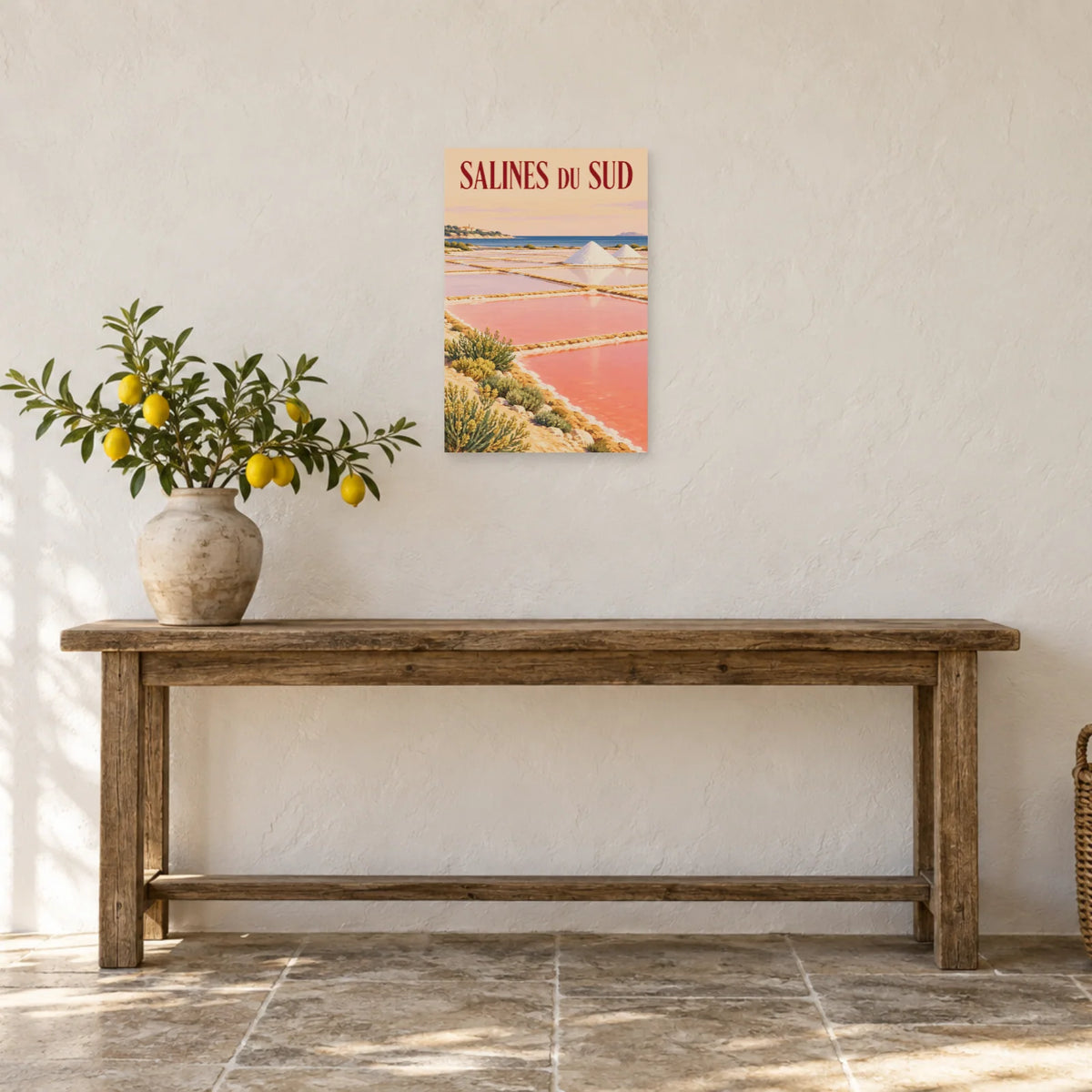 Affiche Méditerranée salines roses dans une entrée ou un couloir - Art Virtuoso