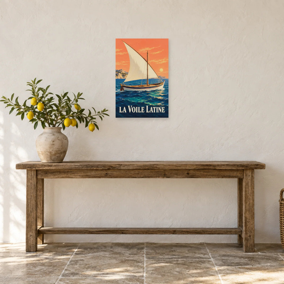 Affiche Méditerranée voile latine dans une entrée ou un couloir - Art Virtuoso