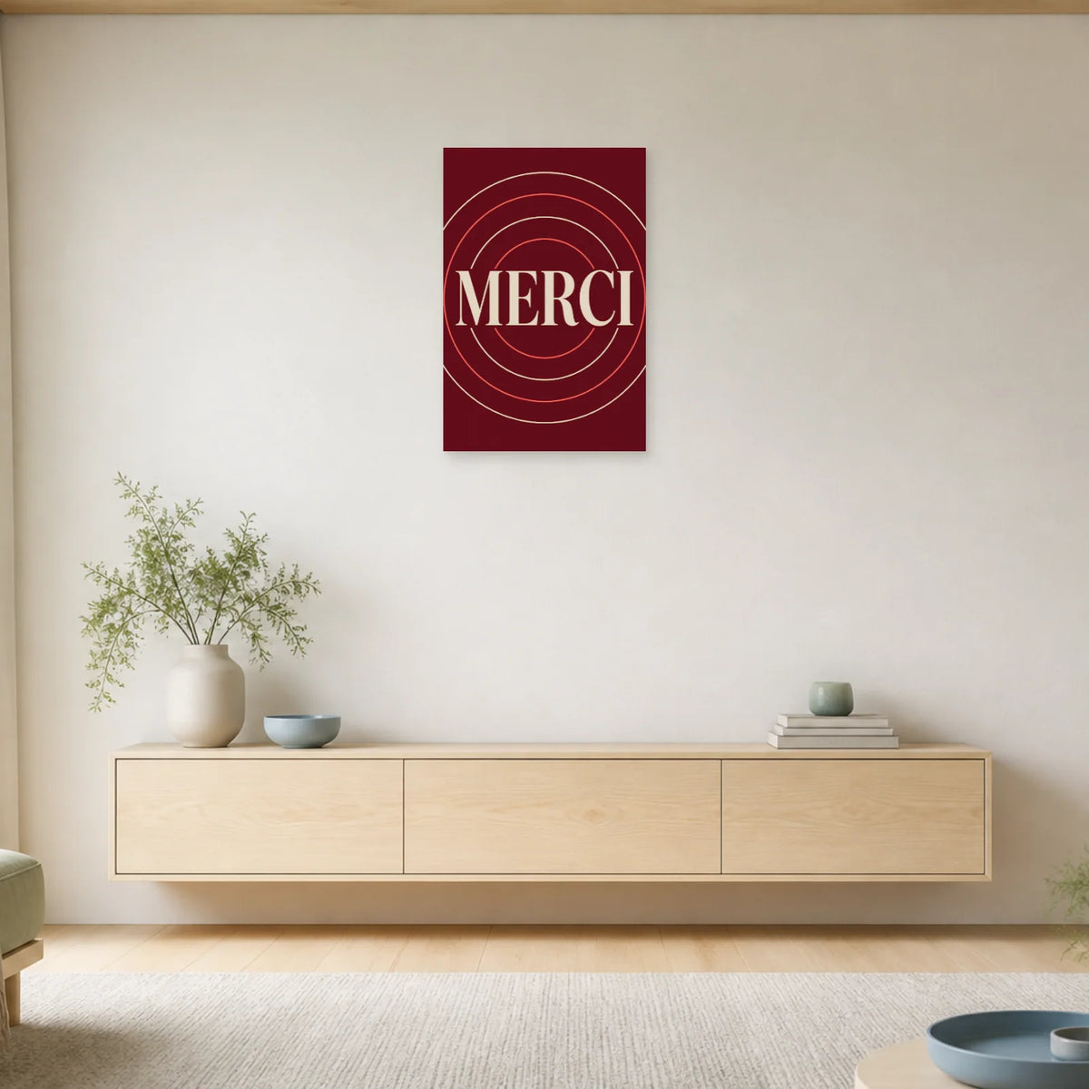 Affiche Merci – Cercles de gratitude dans une entrée ou un couloir - Art Virtuoso