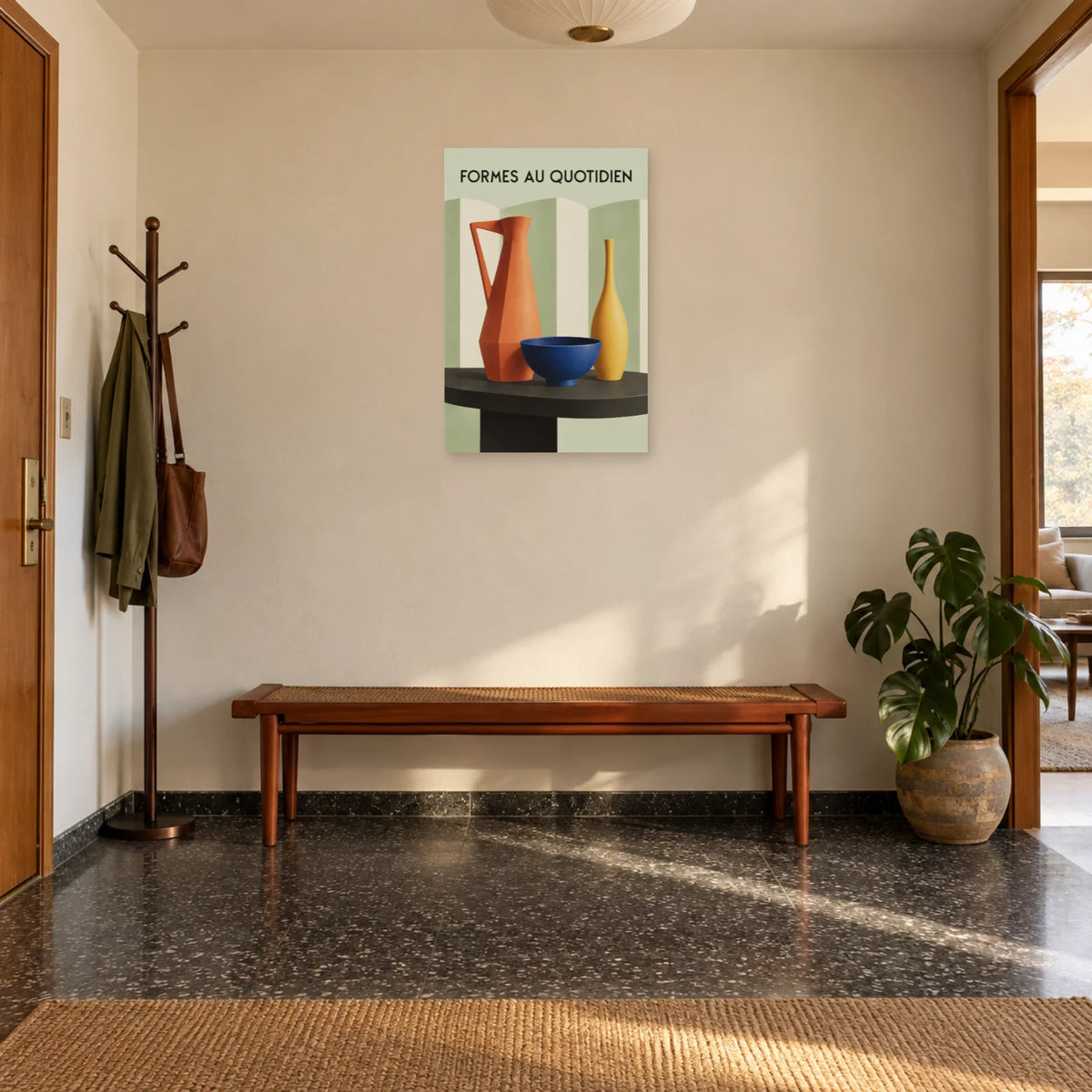 Affiche Mid-century - Formes au quotidien dans une entrée ou un couloir - Art Virtuoso