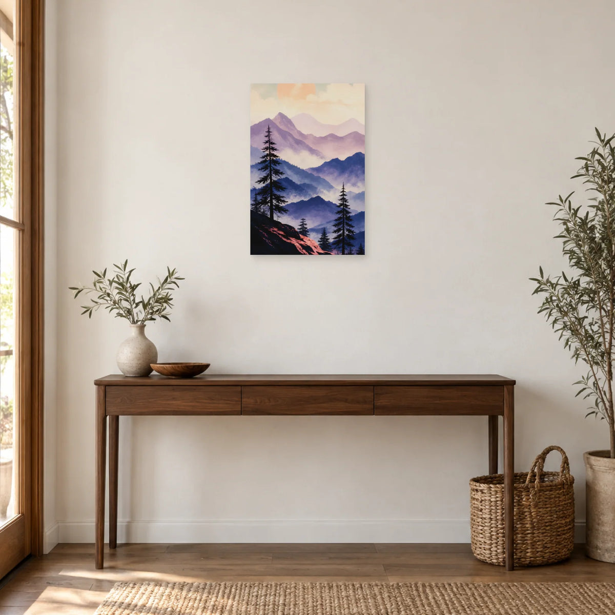Affiche Montagnes brumeuses bohèmes dans une entrée ou un couloir - Art Virtuoso