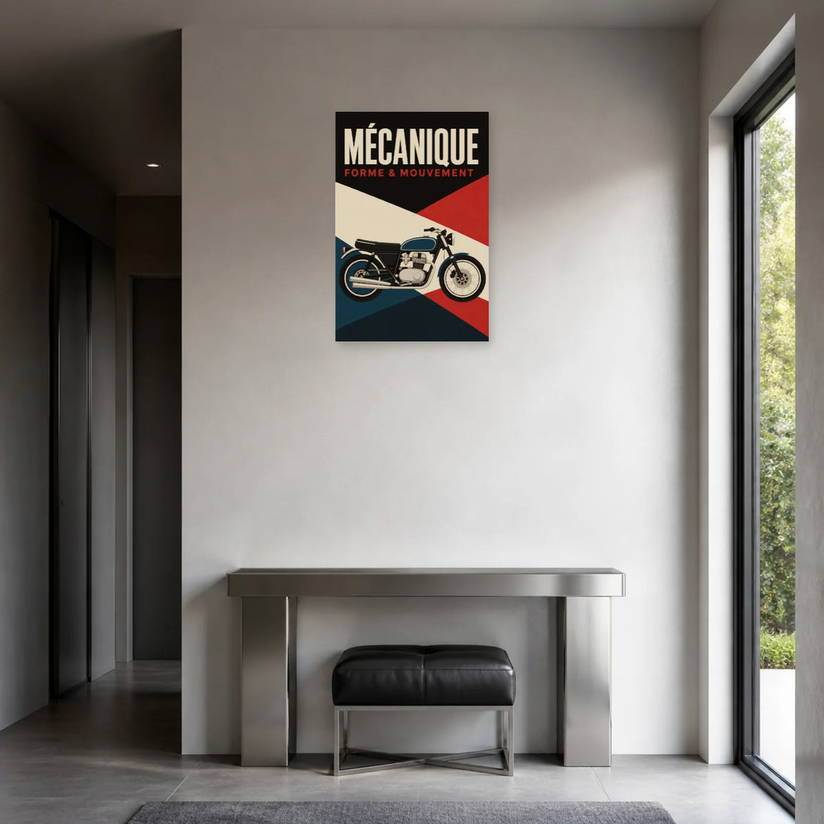 Affiche Moto graphique – Mécanique dans une entrée ou un couloir - Art Virtuoso