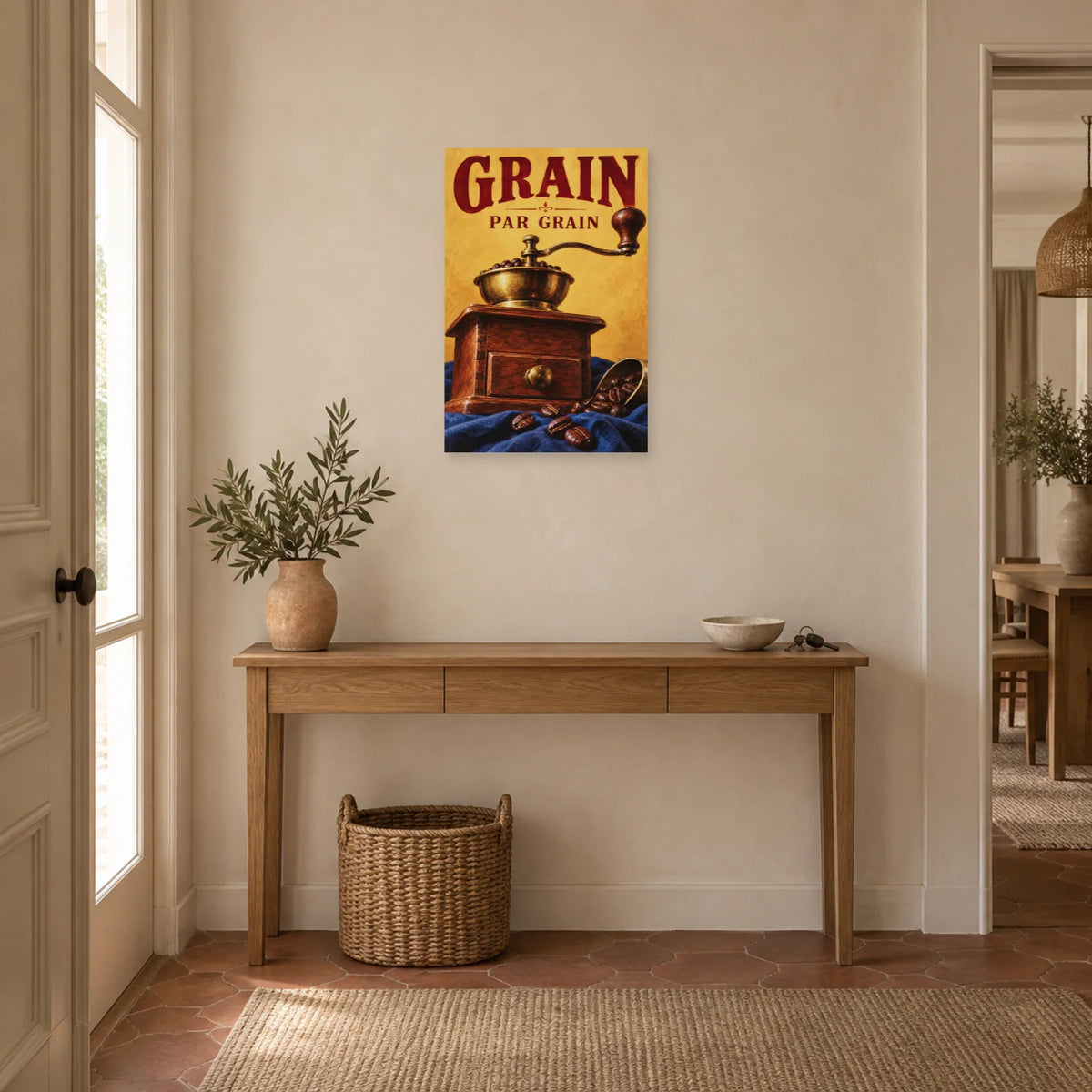 Affiche Moulin à café - Grain par grain dans une entrée ou un couloir - Art Virtuoso