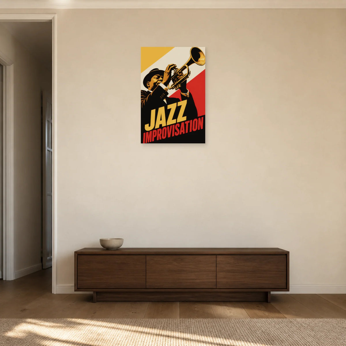 Affiche Jazz – Improvisation dans une entrée ou un couloir - Art Virtuoso