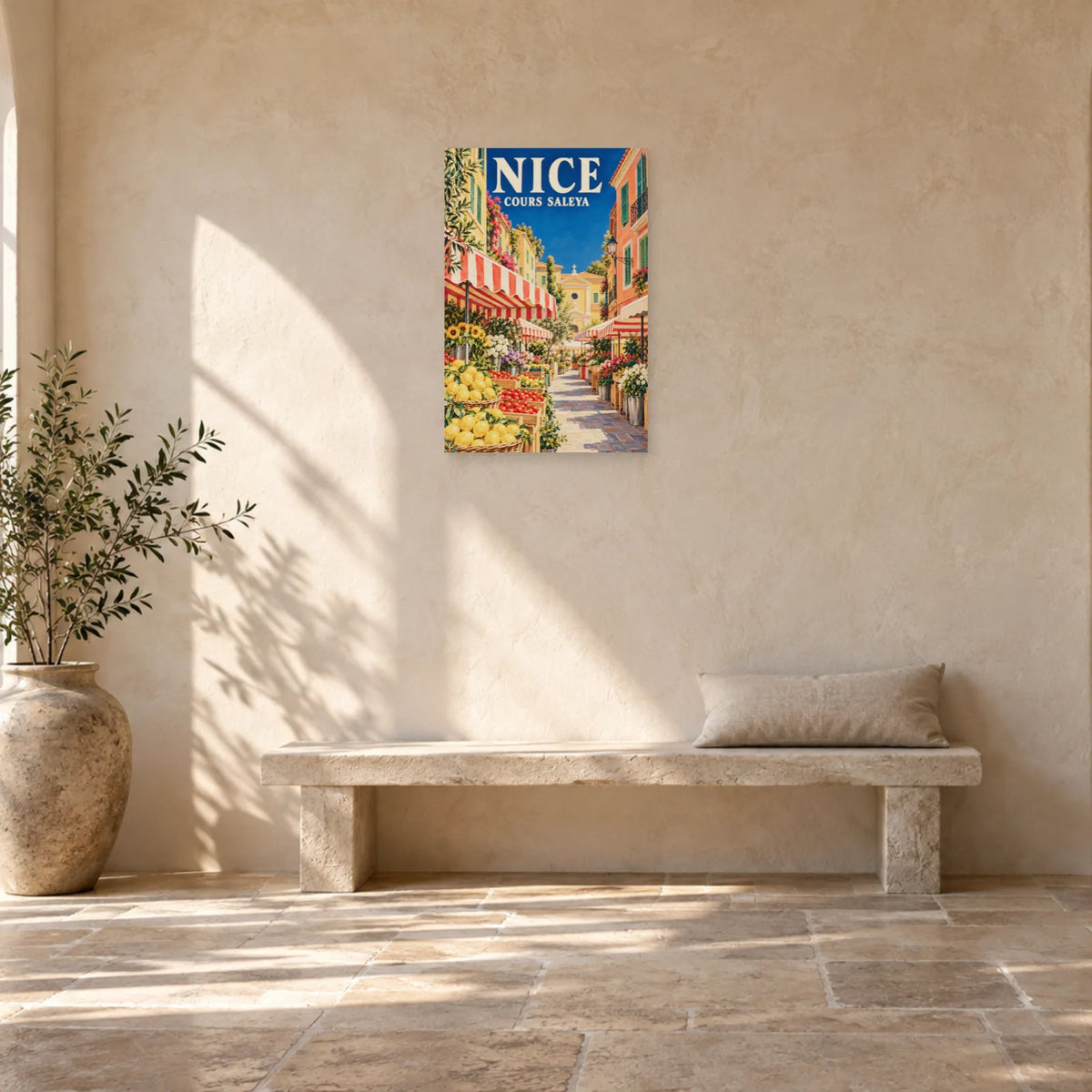 Affiche Nice - Le marché du Cours Saleya dans une entrée ou un couloir - Art Virtuoso