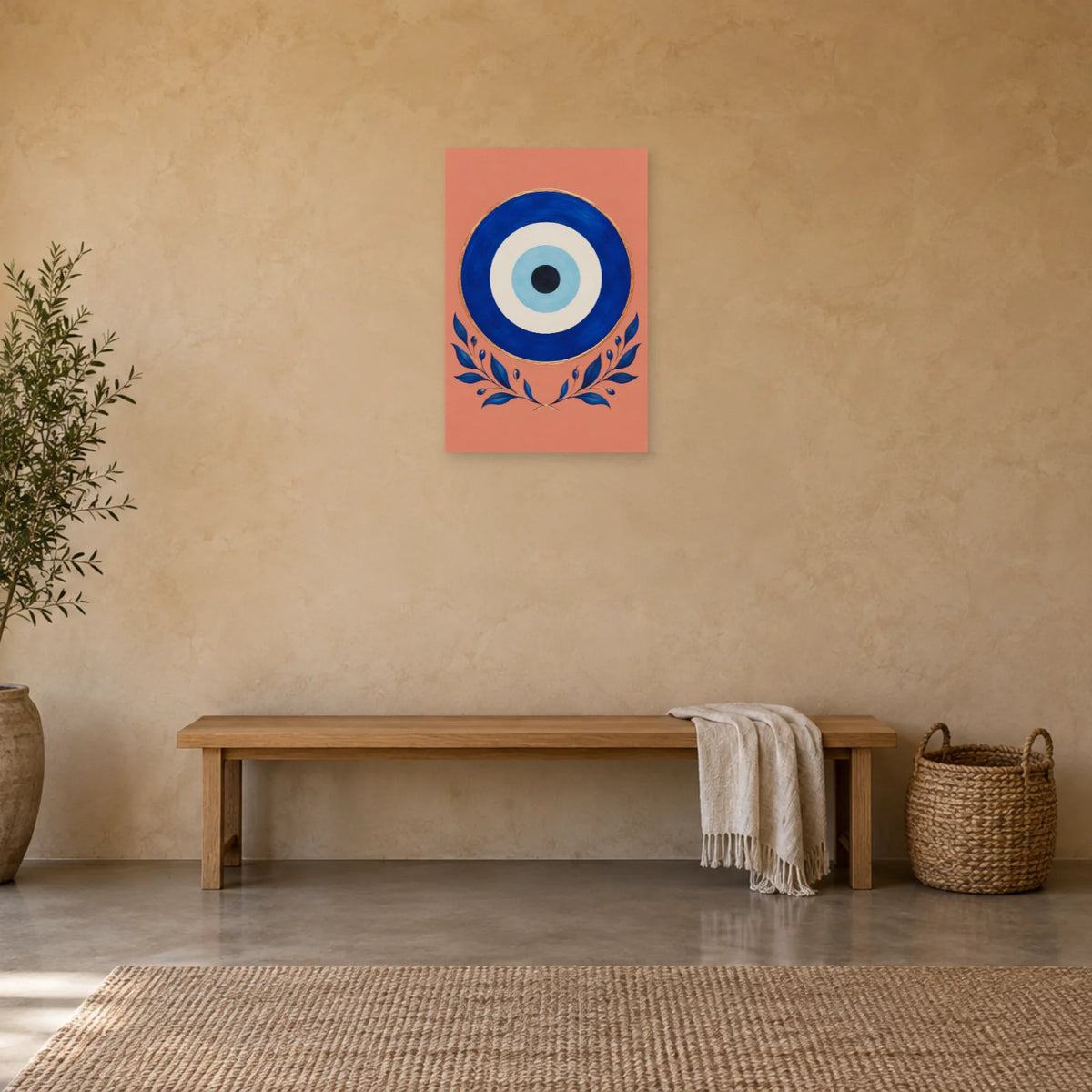 Affiche Œil grec - Cercles de cobalt dans une entrée ou un couloir - Art Virtuoso
