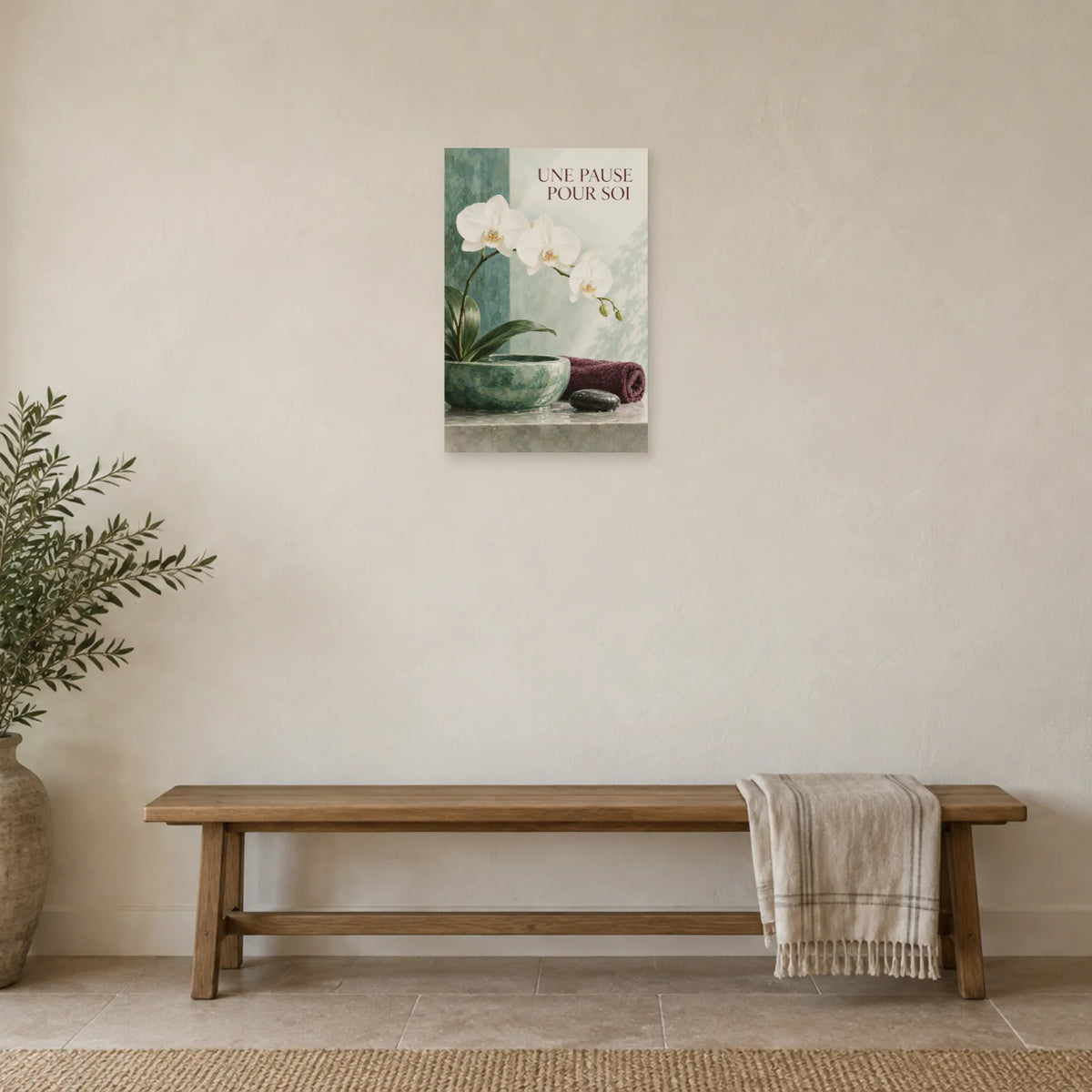 Affiche Orchidée au spa - Une pause pour soi dans une entrée ou un couloir - Art Virtuoso