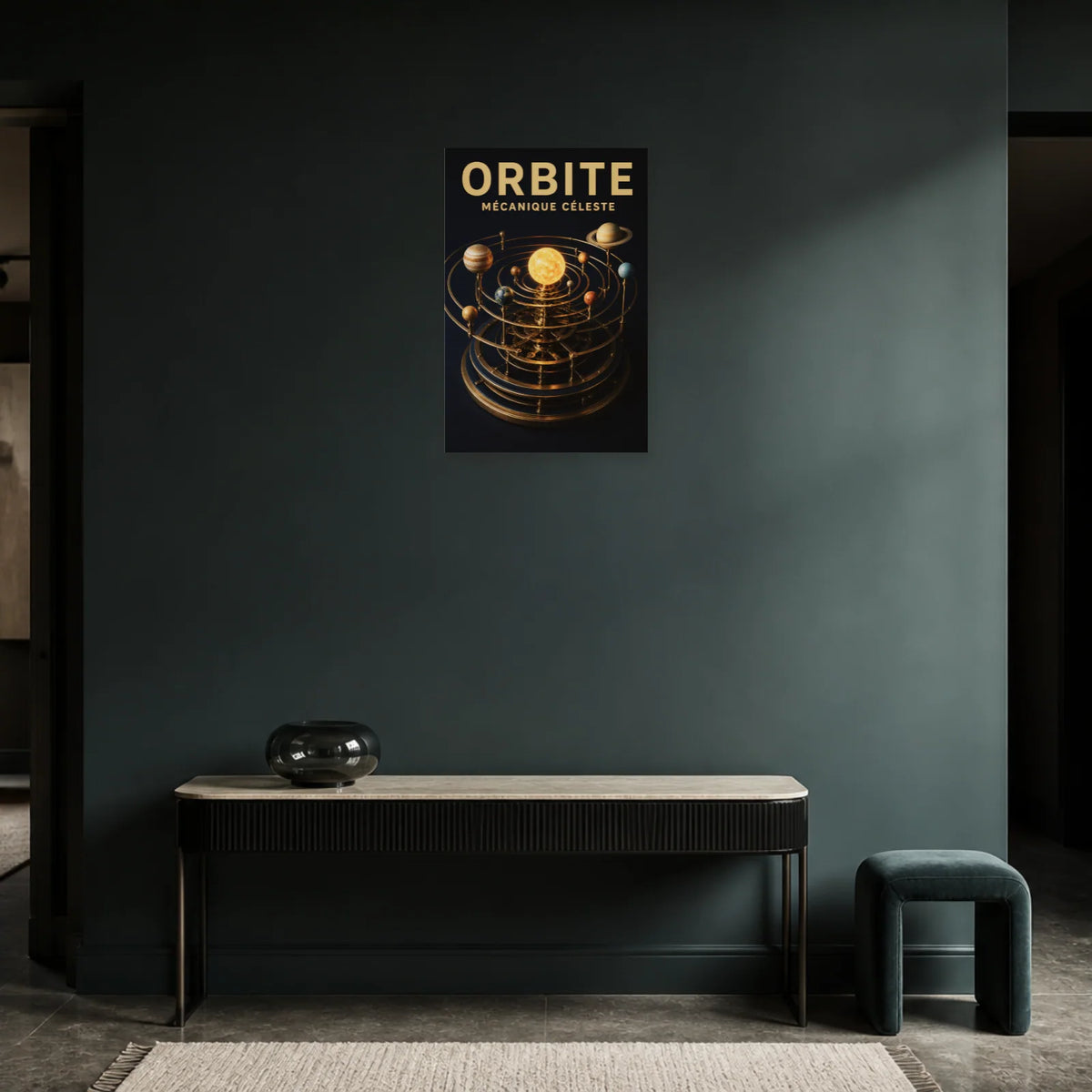 Affiche Orbite – Mécanique Céleste dans une entrée ou un couloir - Art Virtuoso