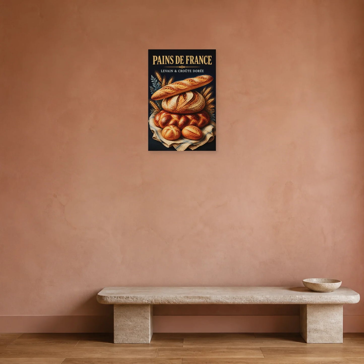 Affiche Pains de France – Levain & Croûte Dorée dans une entrée ou un couloir - Art Virtuoso