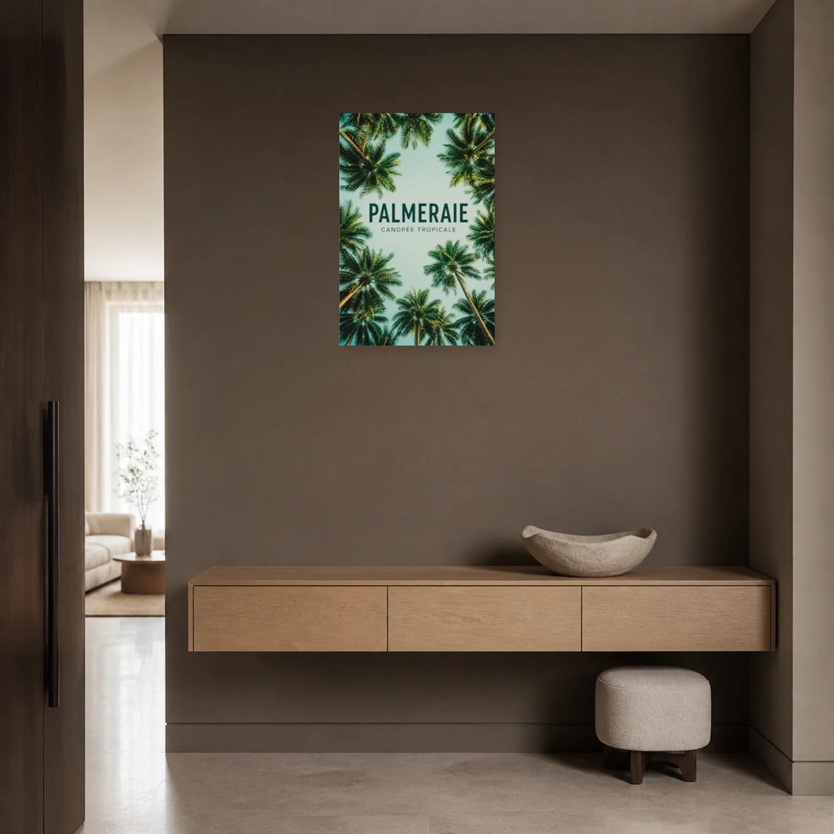 Affiche Palmeraie – Canopée tropicale dans une entrée ou un couloir - Art Virtuoso