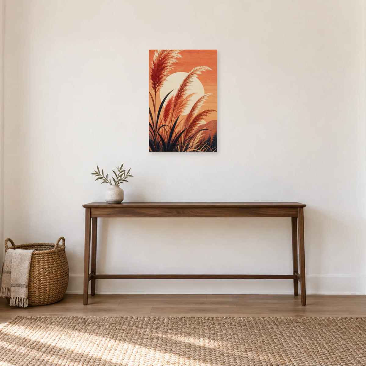 Affiche Pampas au soleil terracotta dans une entrée ou un couloir - Art Virtuoso