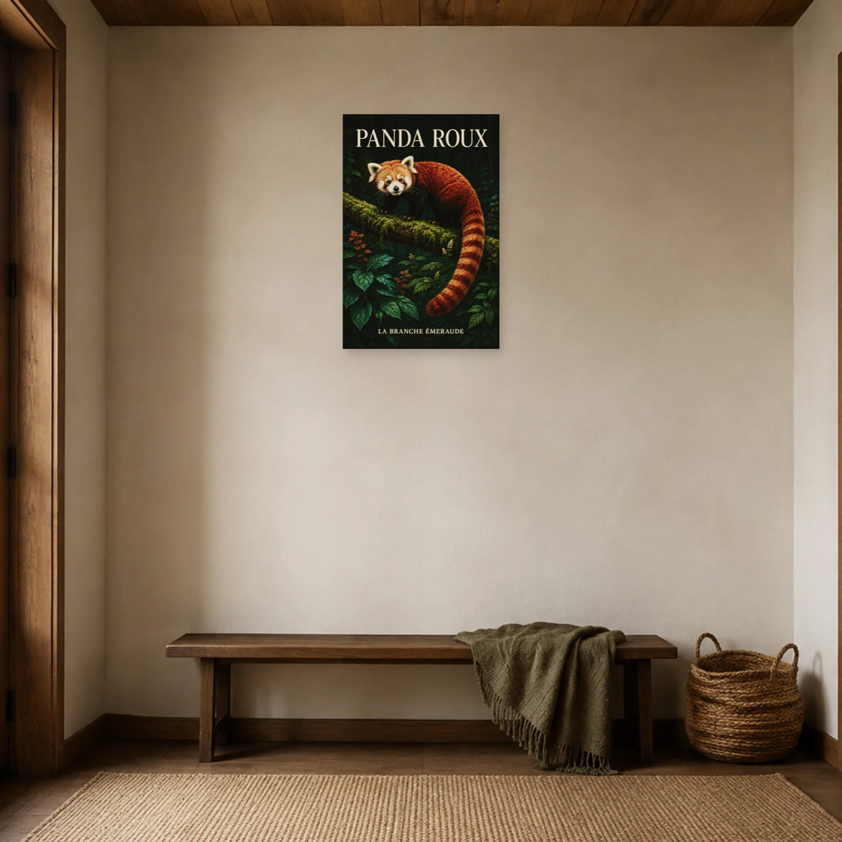 Affiche Panda roux, la branche émeraude dans une entrée ou un couloir - Art Virtuoso