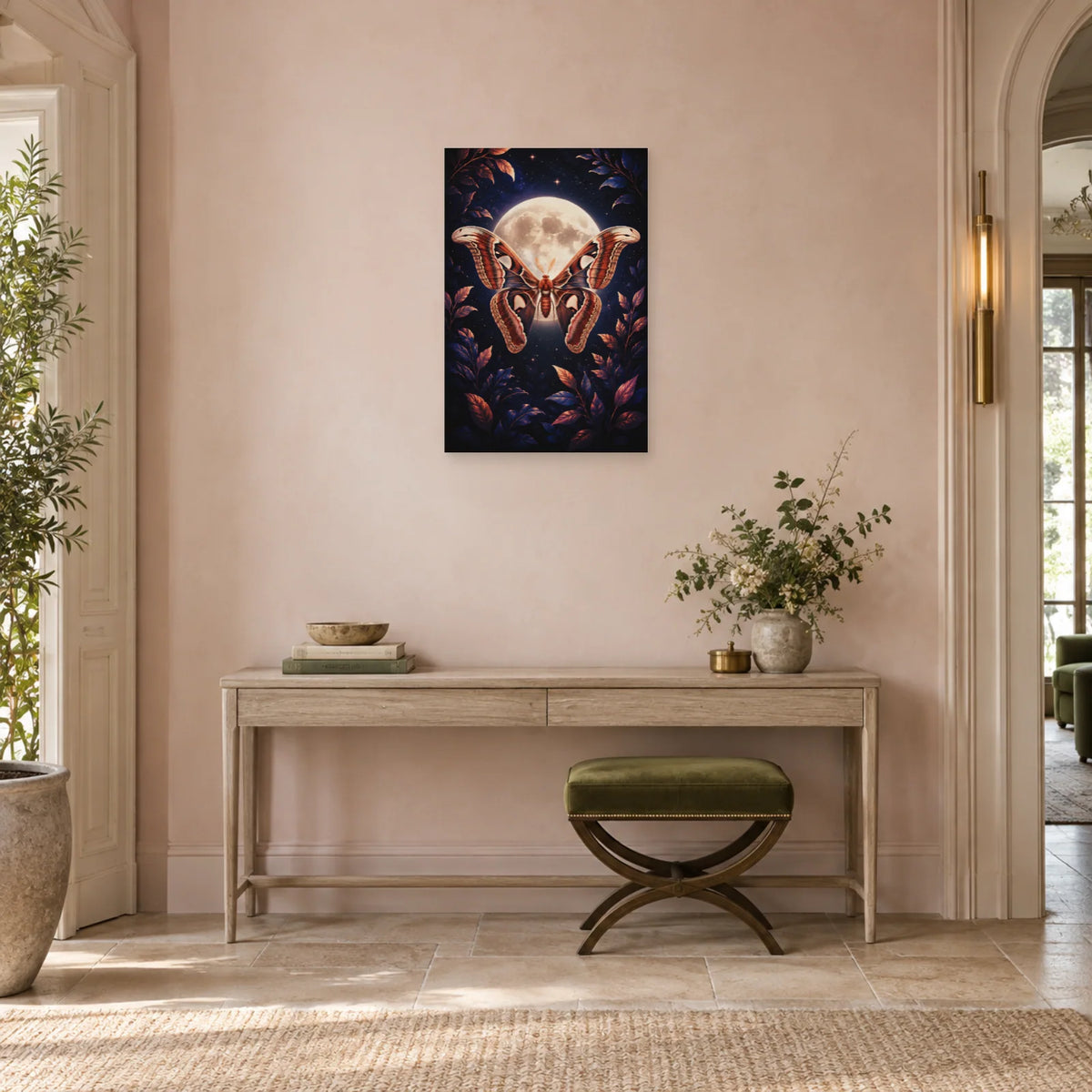 Affiche Papillon de nuit – Lune magnétique dans une entrée ou un couloir - Art Virtuoso