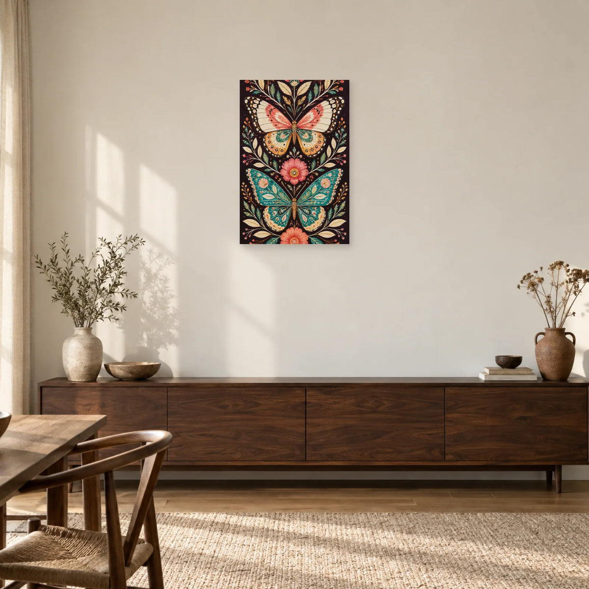 Affiche Papillons et fleurs bohèmes dans une entrée ou un couloir - Art Virtuoso