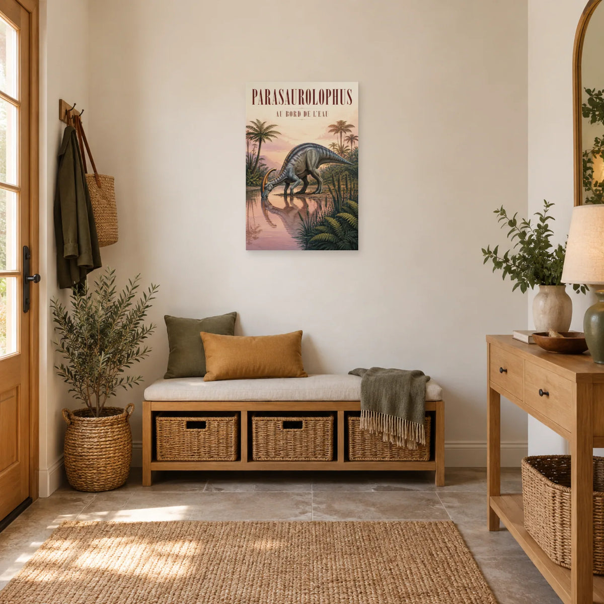 Affiche Parasaurolophus - Au bord de l’eau dans une entrée ou un couloir - Art Virtuoso
