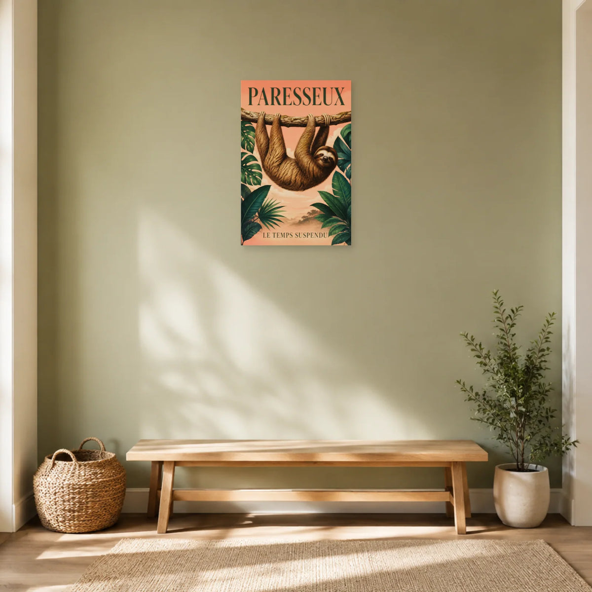 Affiche Paresseux, le temps suspendu dans une entrée ou un couloir - Art Virtuoso