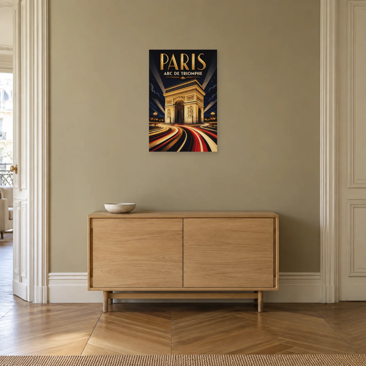 Affiche Arc de Triomphe - Nuit électrique dans une entrée ou un couloir - Art Virtuoso