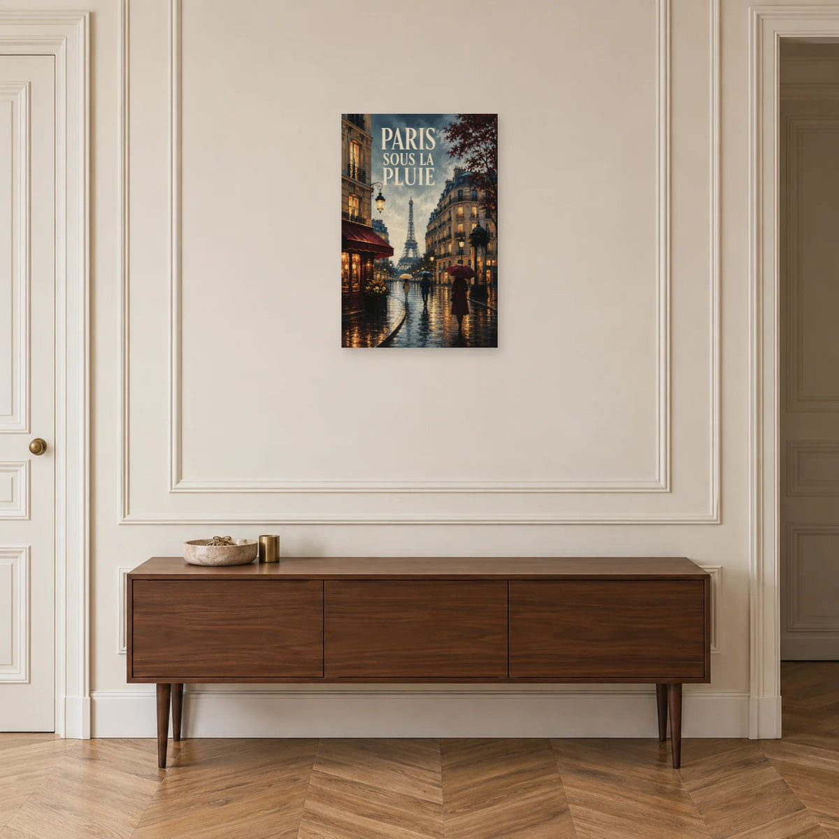 Affiche Paris - Sous la pluie dans une entrée ou un couloir - Art Virtuoso
