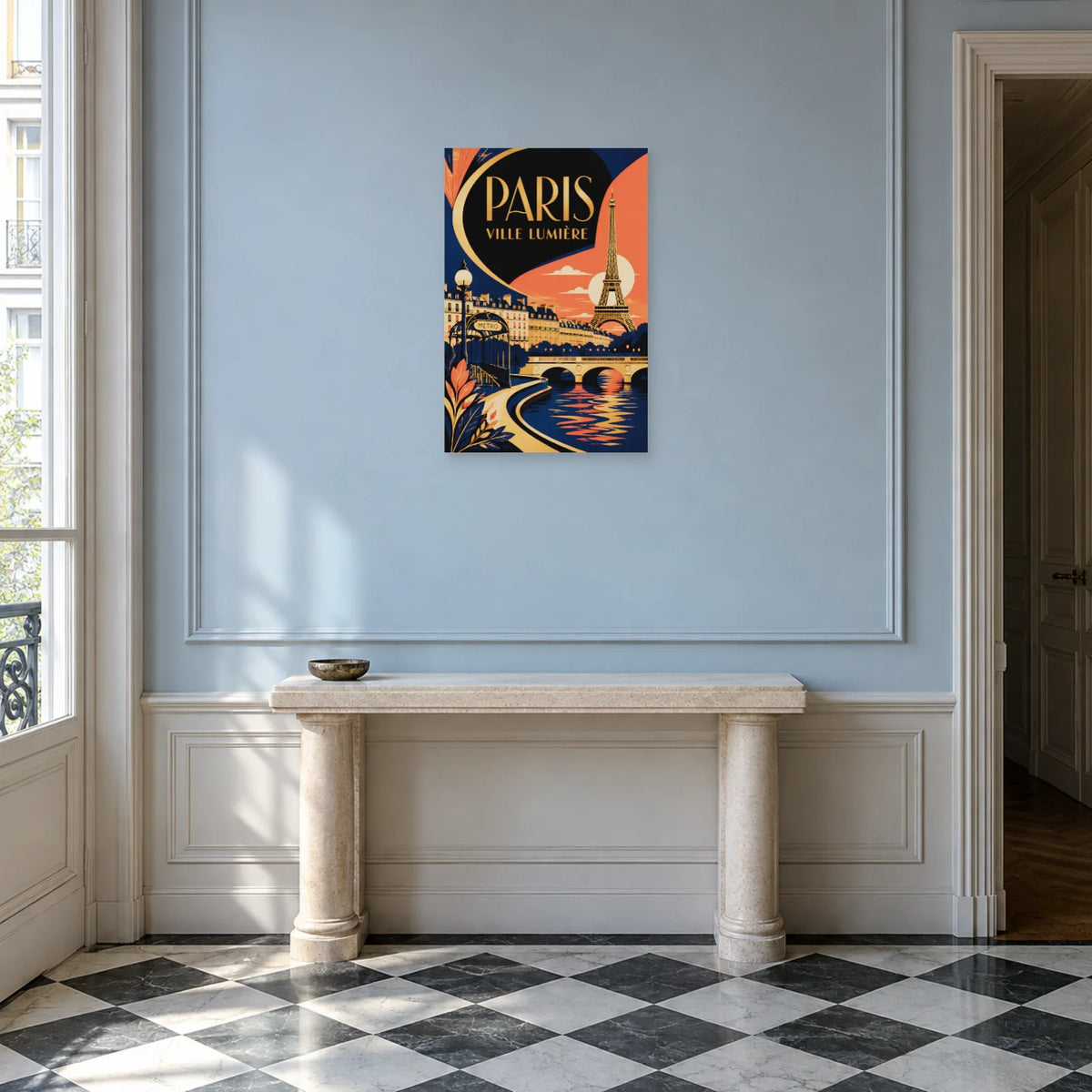 Affiche Paris graphique - Ville lumière dans une entrée ou un couloir - Art Virtuoso