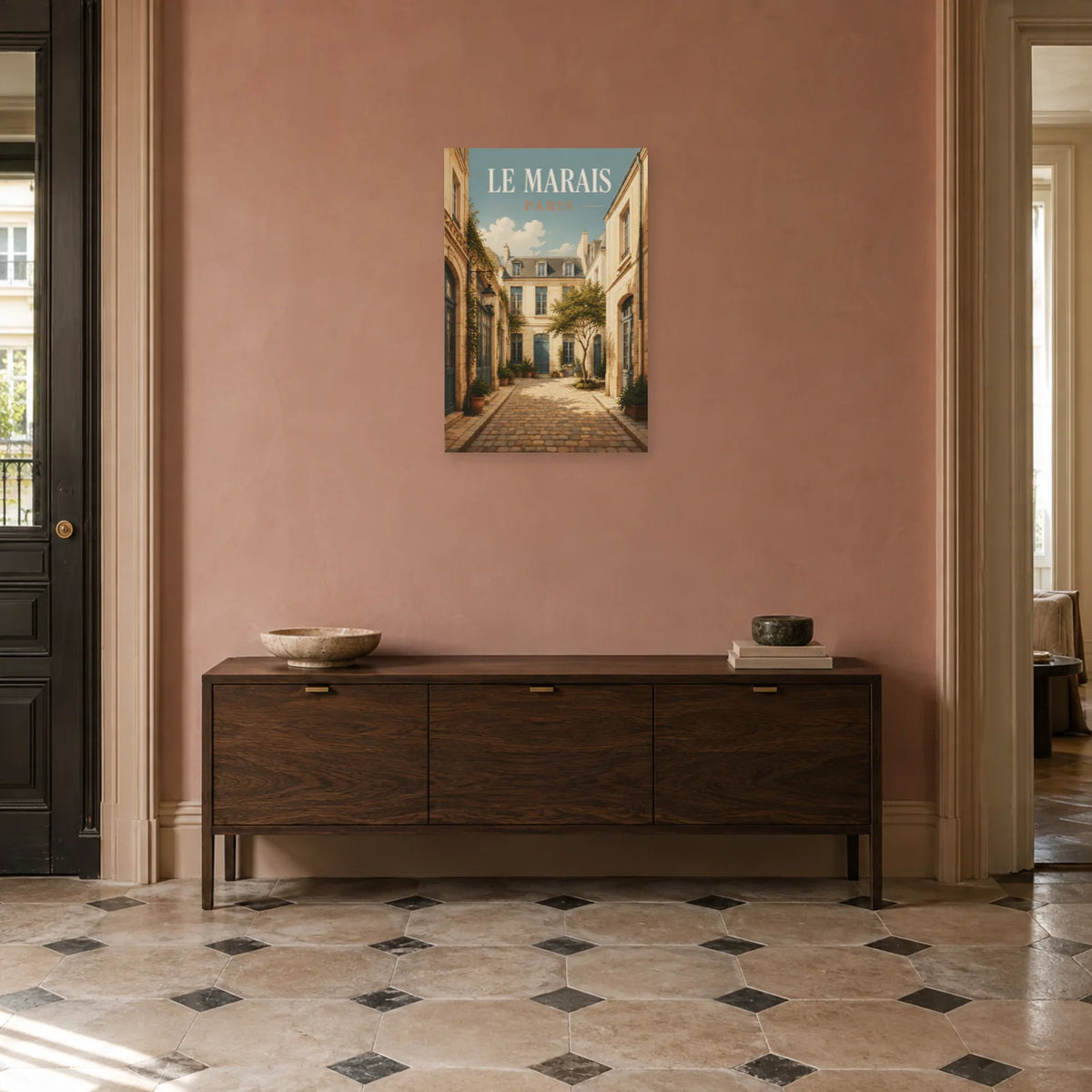 Affiche Le Marais - Cour secrète dans une entrée ou un couloir - Art Virtuoso