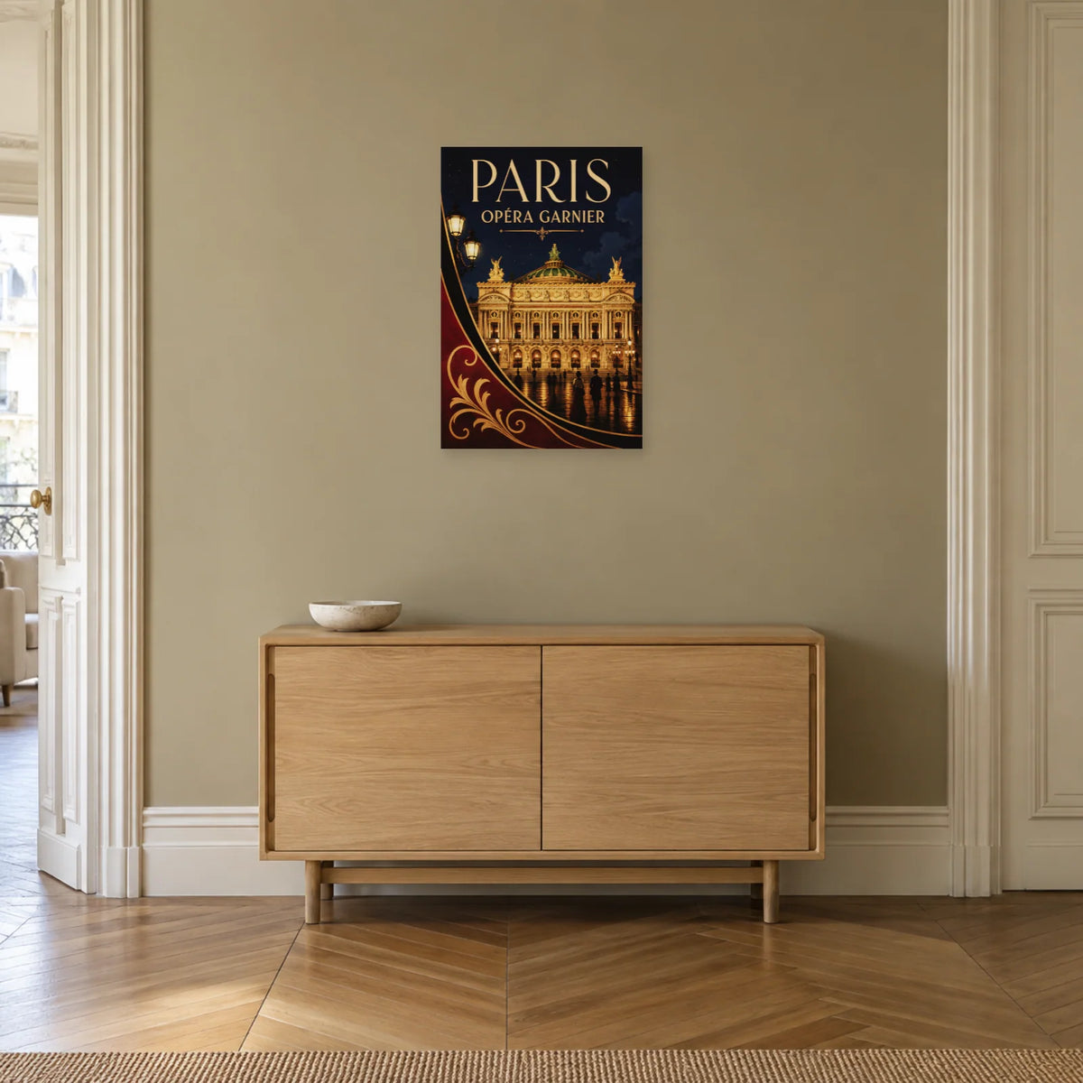 Affiche Opéra Garnier - Soir de lumière dans une entrée ou un couloir - Art Virtuoso