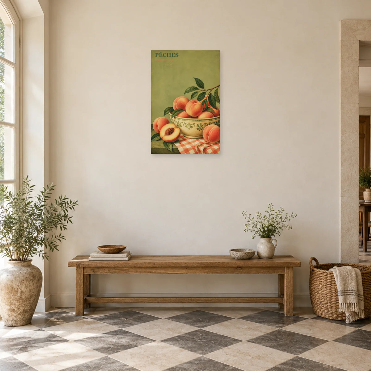 Affiche Pêches – Douceur d’Été dans une entrée ou un couloir - Art Virtuoso