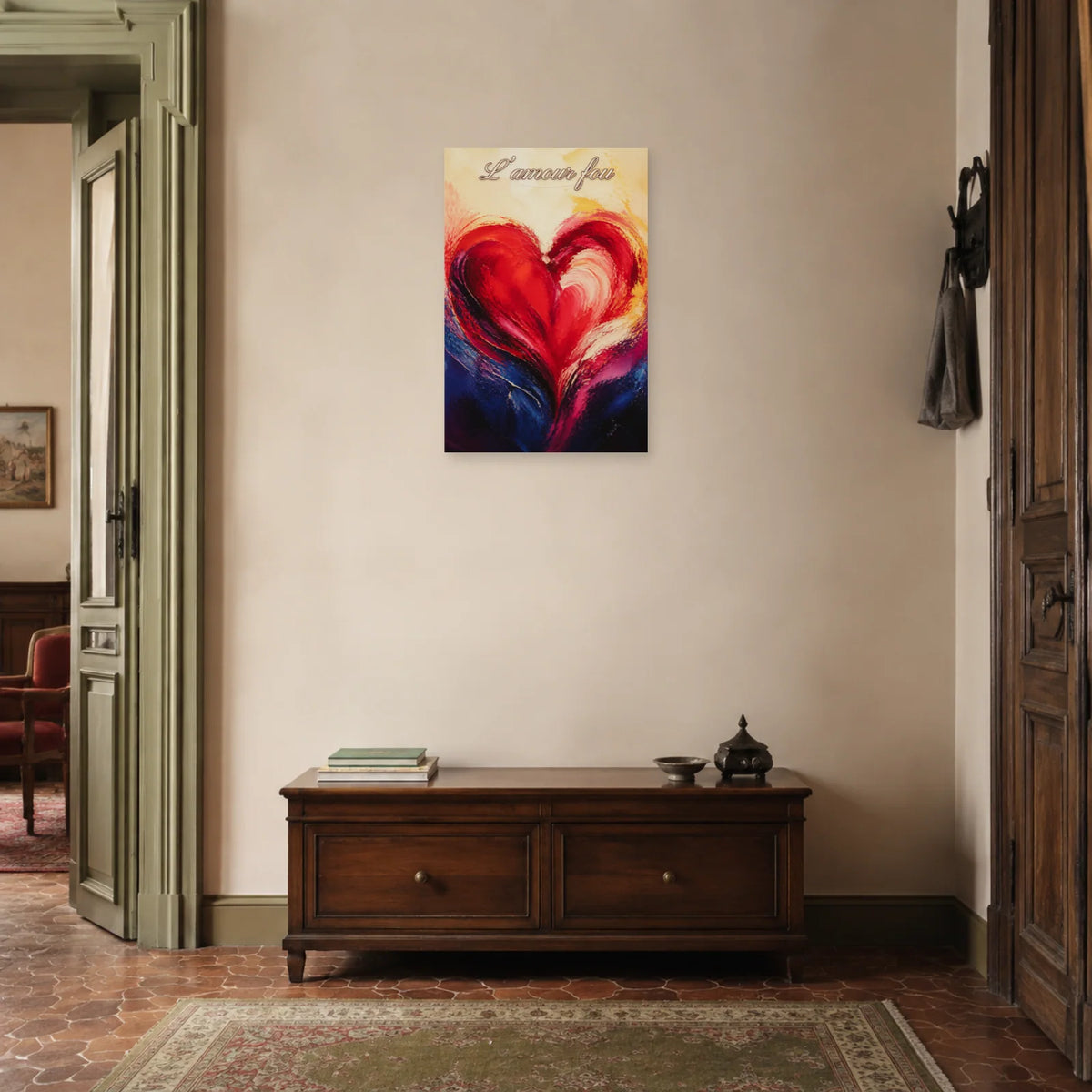 Affiche L’amour fou - Cœur peint dans une entrée ou un couloir - Art Virtuoso