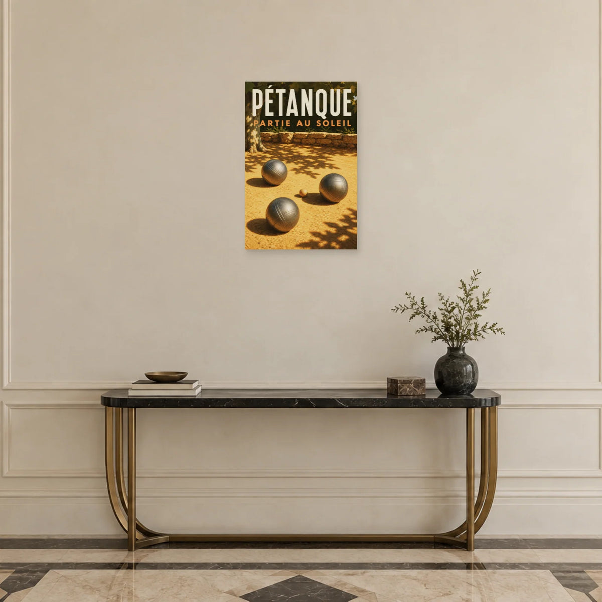 Affiche Pétanque – Partie au soleil dans une entrée ou un couloir - Art Virtuoso