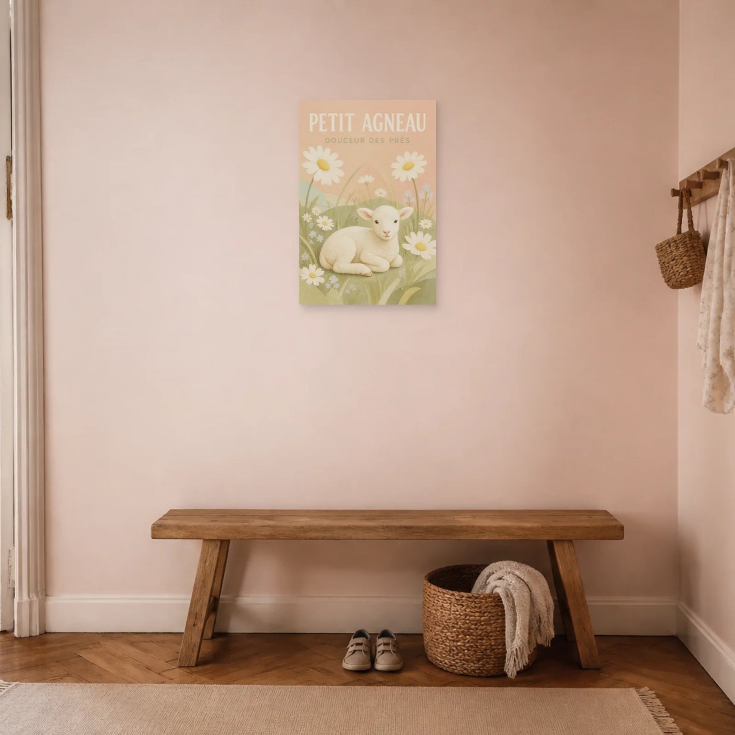 Affiche Petit Agneau – Douceur des Prés dans une entrée ou un couloir - Art Virtuoso