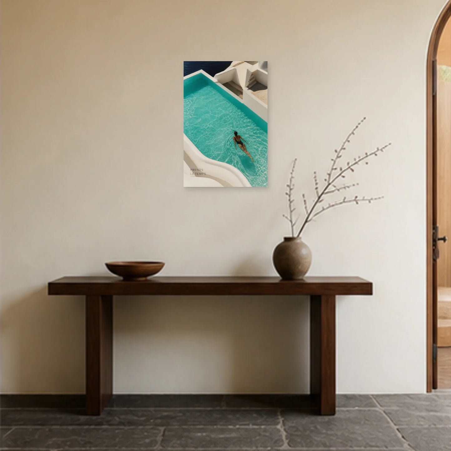 Affiche photo Piscine méditerranéenne - Prends le temps dans une entrée ou un couloir - Art Virtuoso