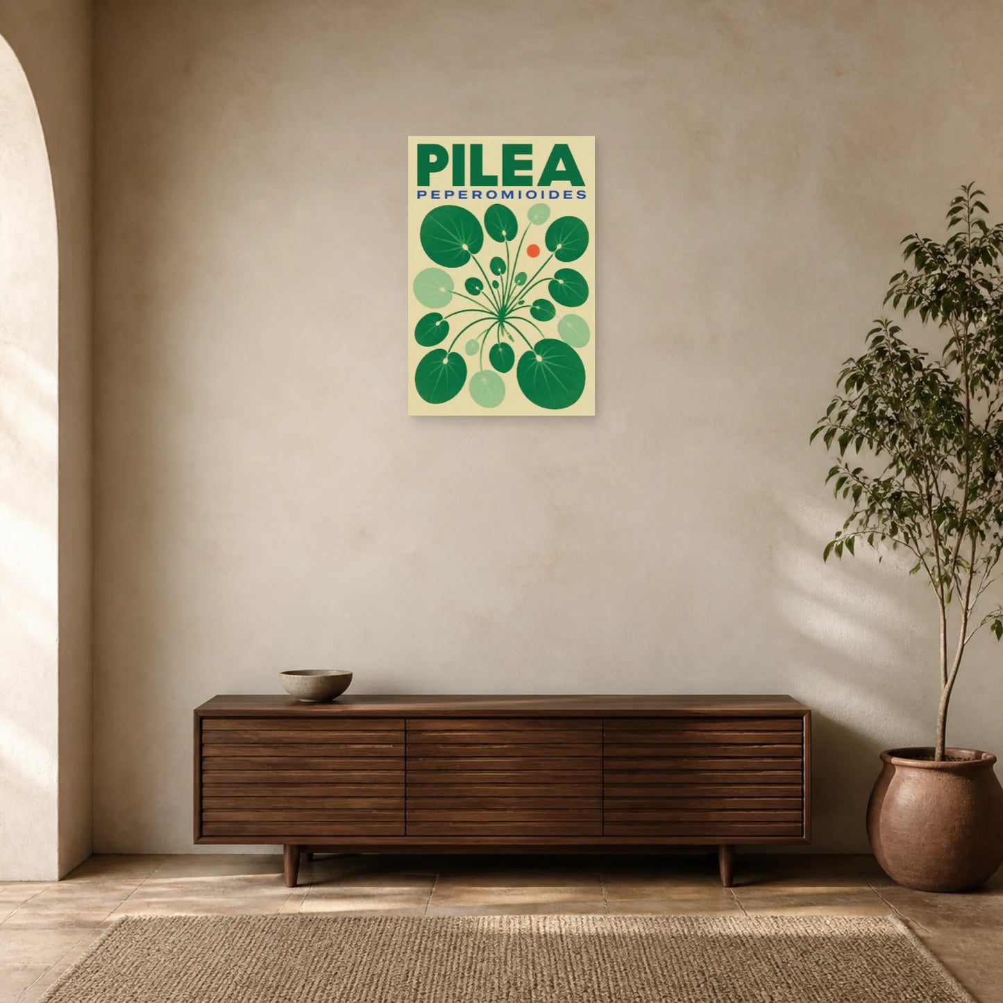 Affiche Pilea – Peperomioides dans une entrée ou un couloir - Art Virtuoso