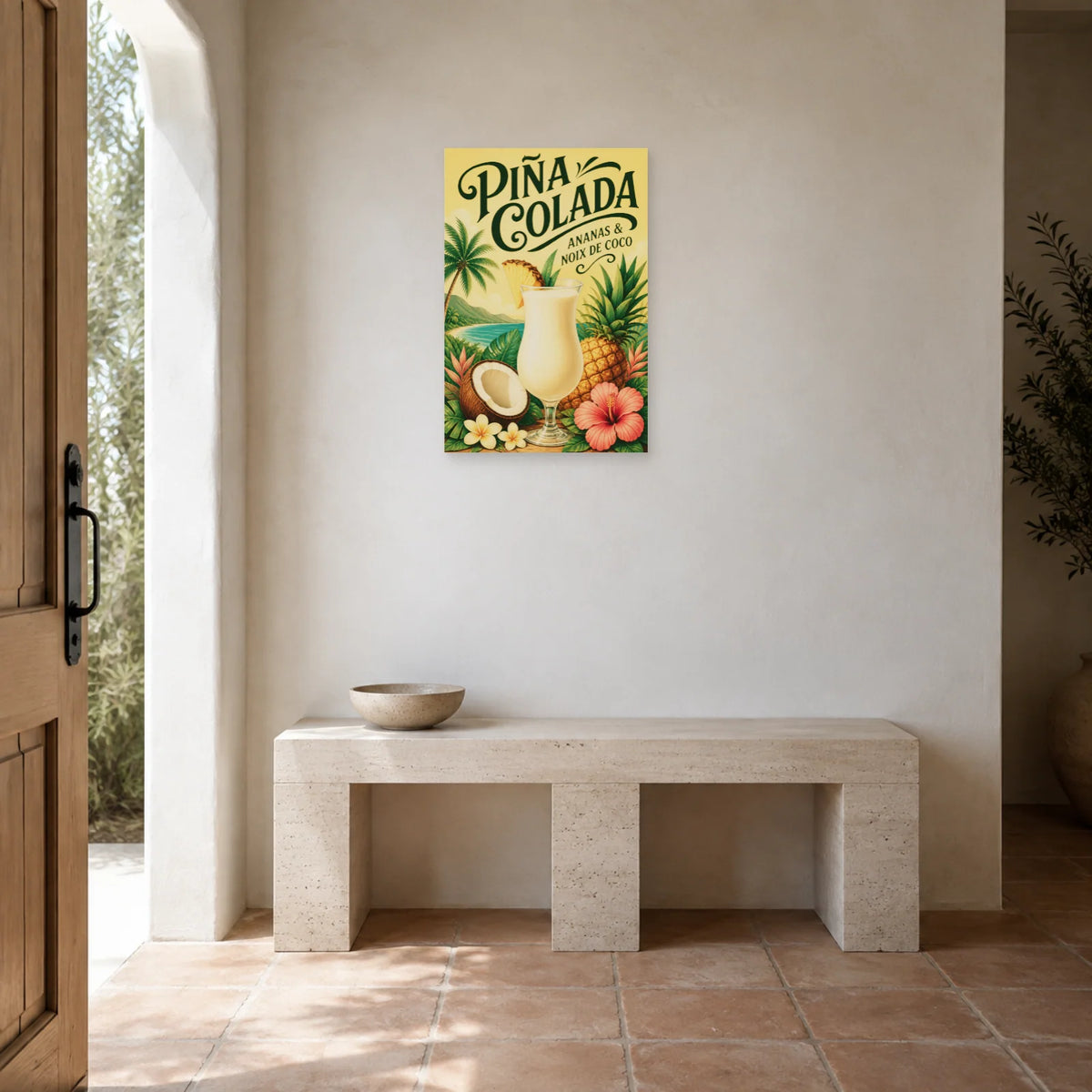 Affiche Piña colada, ananas et noix de coco dans une entrée ou un couloir - Art Virtuoso