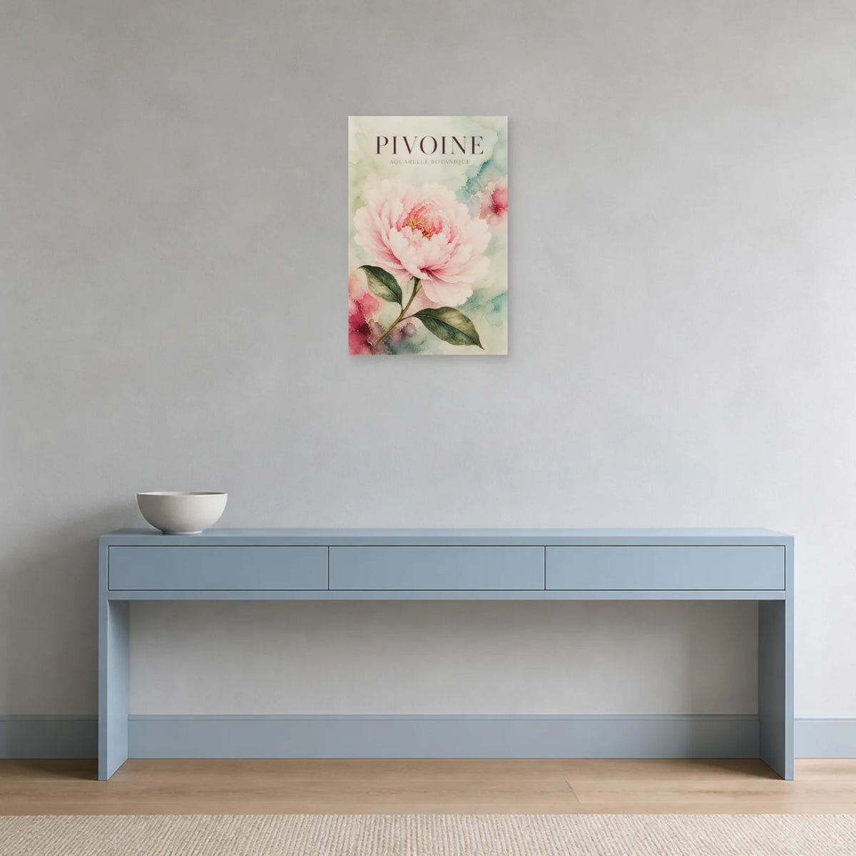 Affiche Pivoine – Aquarelle Botanique dans une entrée ou un couloir - Art Virtuoso